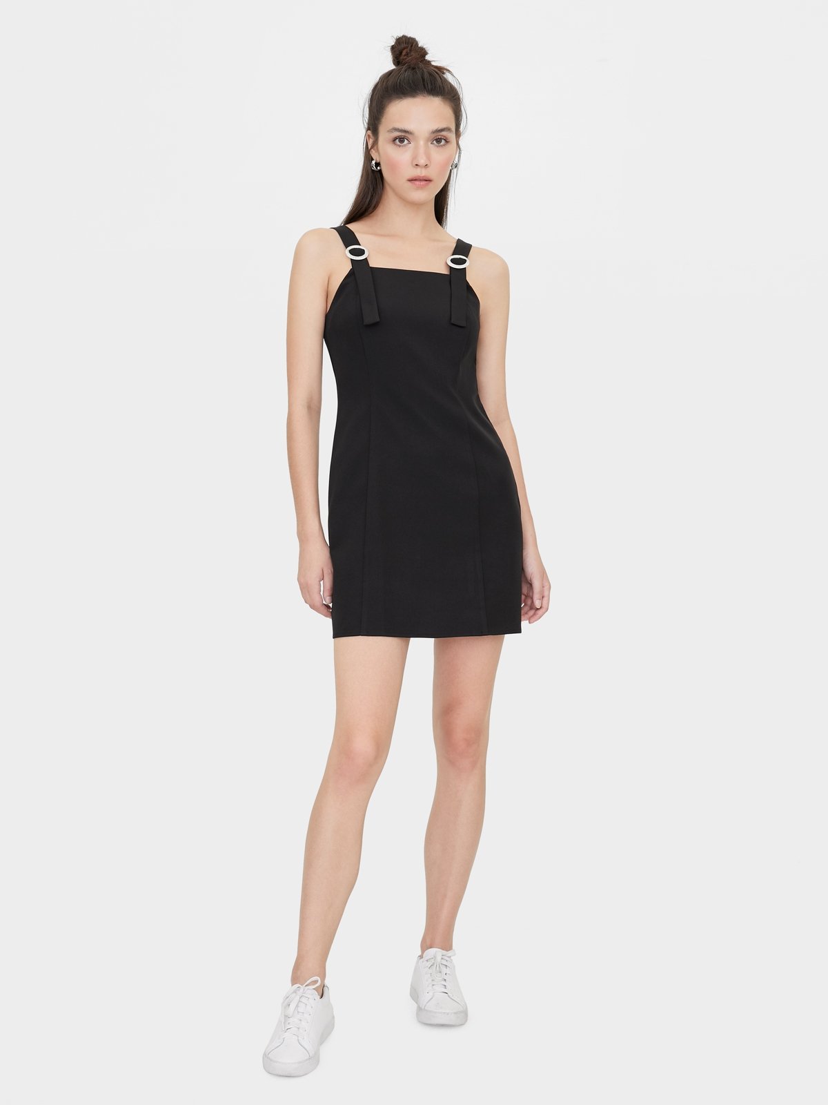 Buckle Strap Sleeveless Dress Black