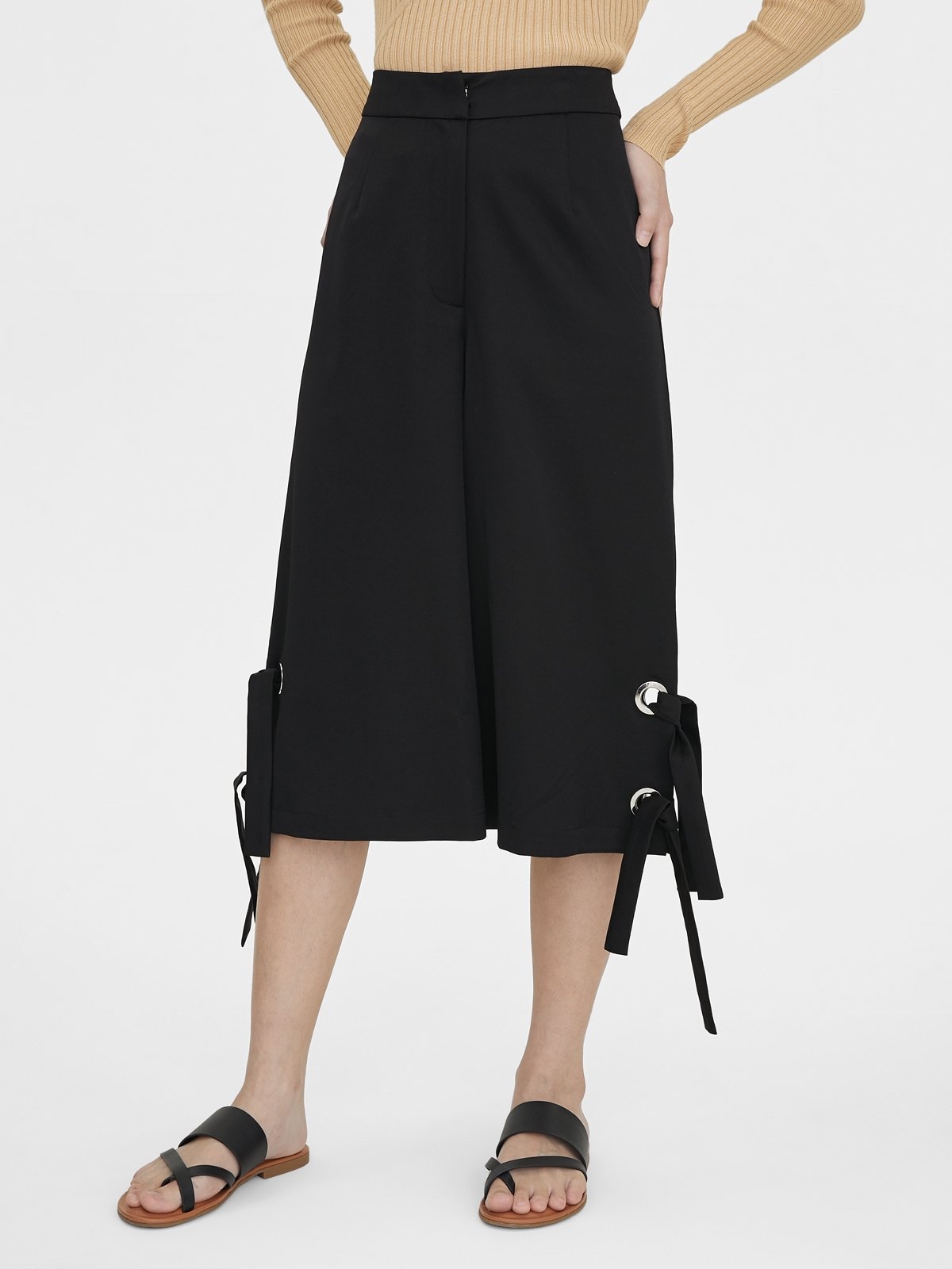 Black Bow Tie Rib Pant