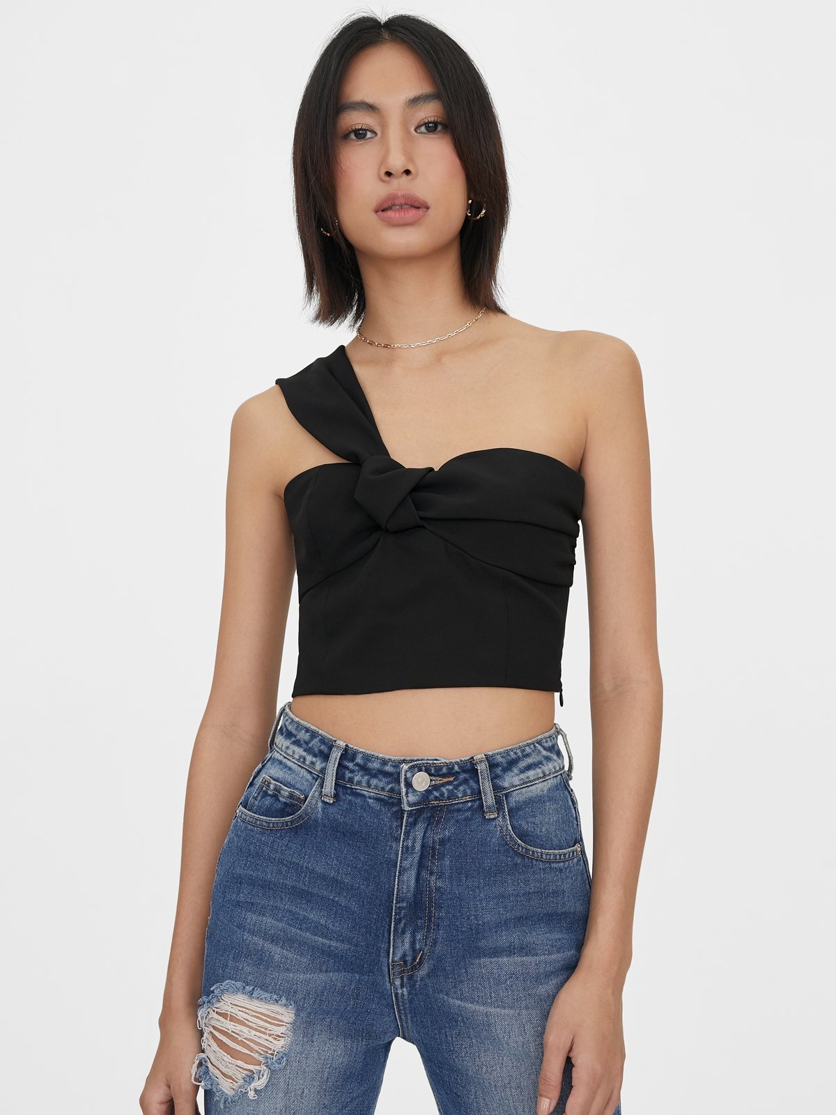 SWEET SERENADE BLACK WOVEN TOP