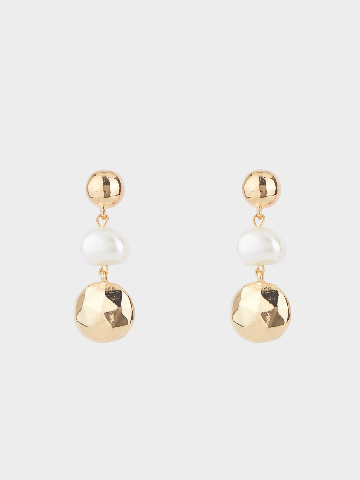 Pearl Circle Plate Drop Earrings Gold Pomelo Fashion