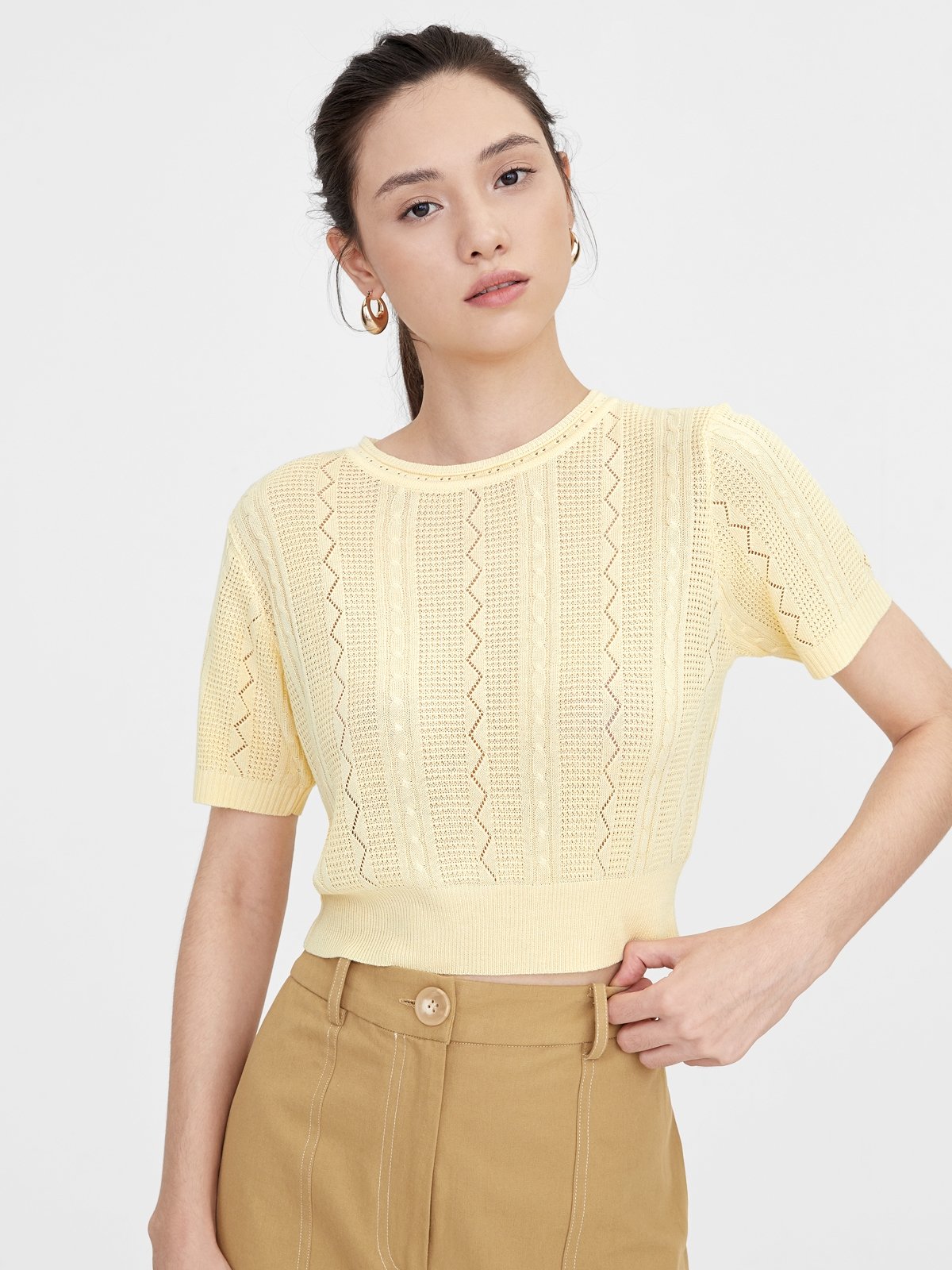 Yellow knit deals crop top