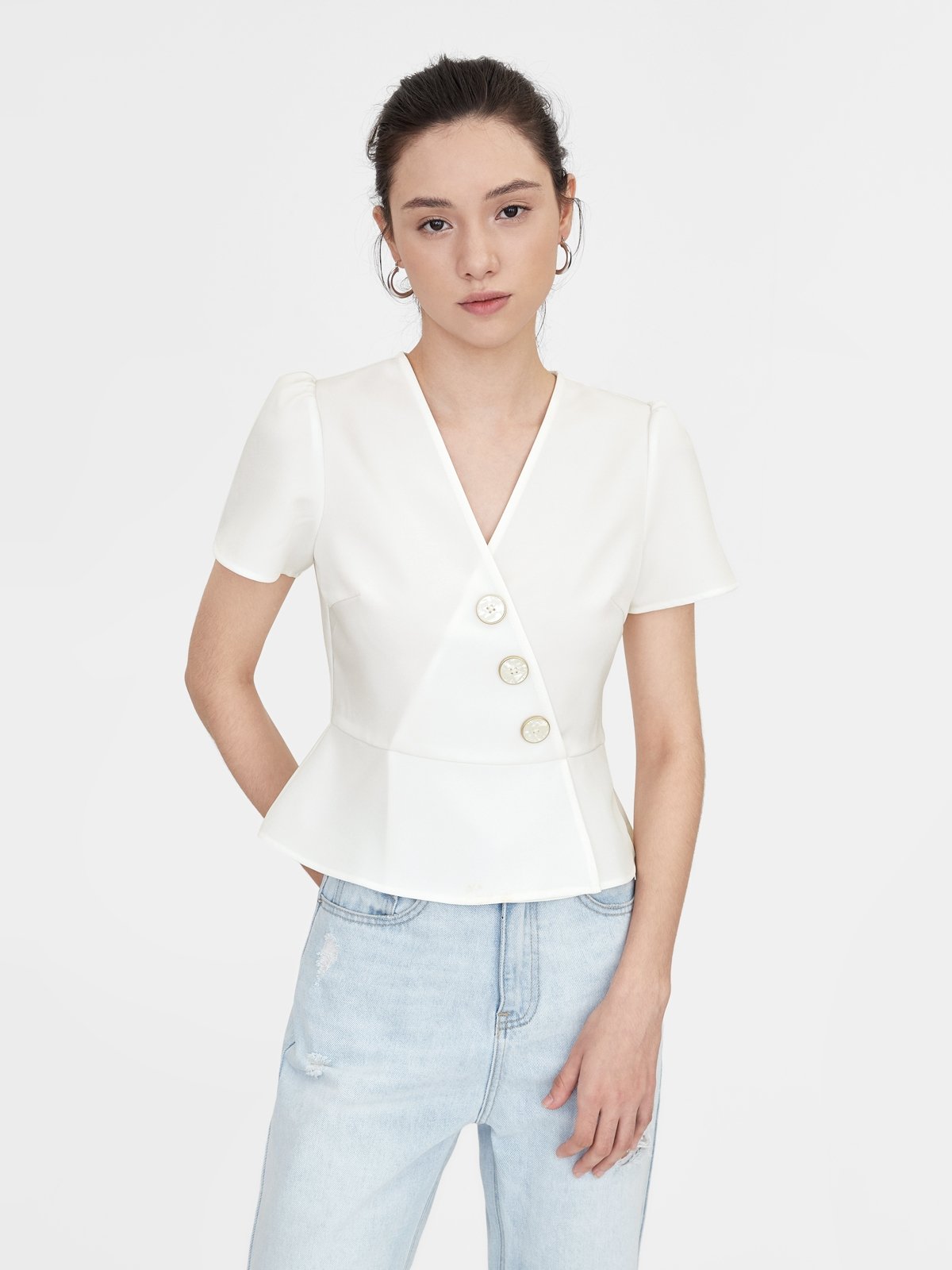White Peplum Blouse