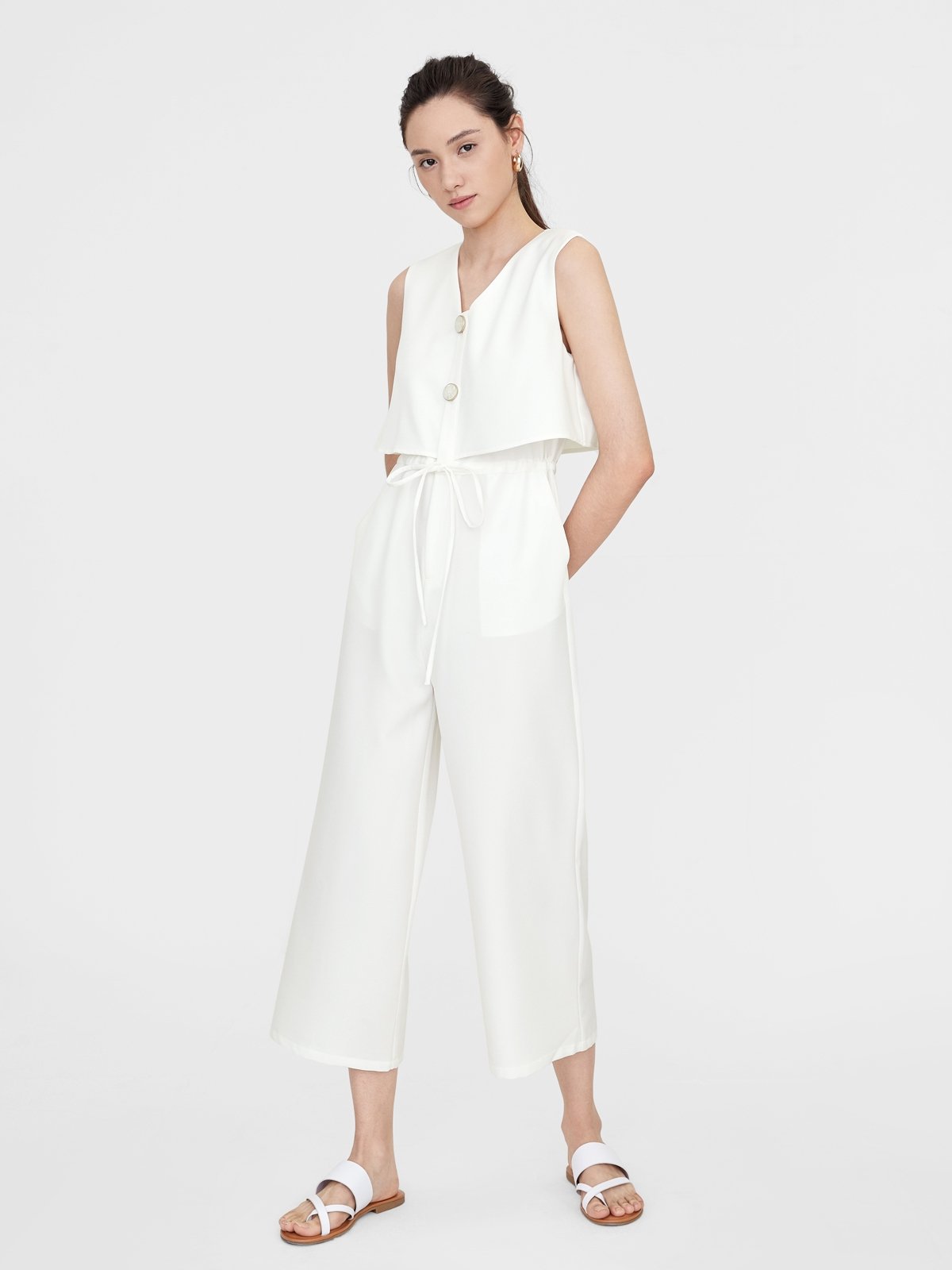 White button best sale up jumpsuit