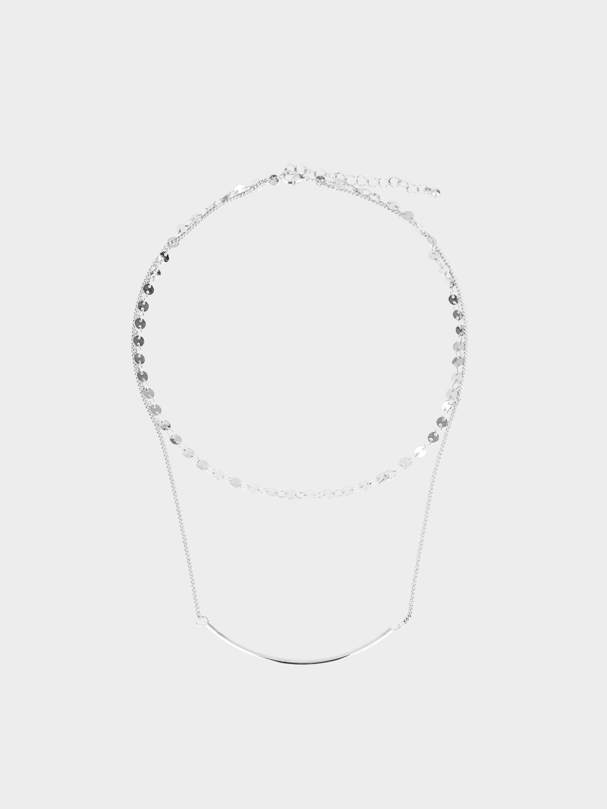 Double Layered Chain Necklace Silver Pomelo Fashion