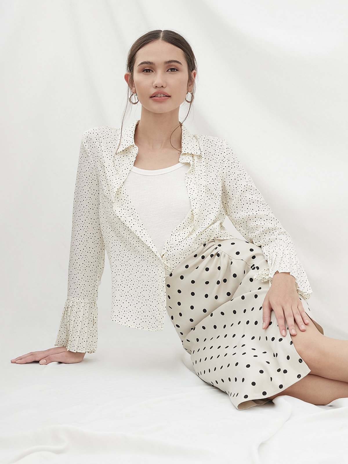 Polka dot skirt top cream