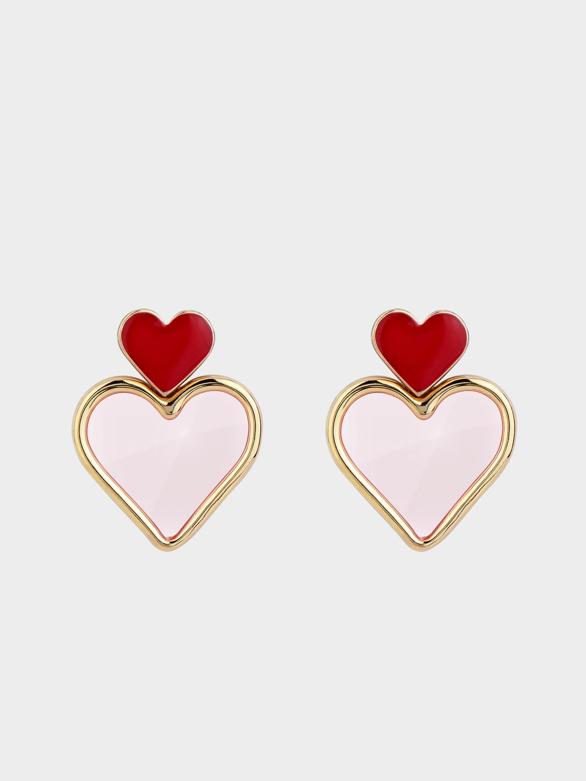 Heart Shaped Drop Earrings Red Pomelo Fashion