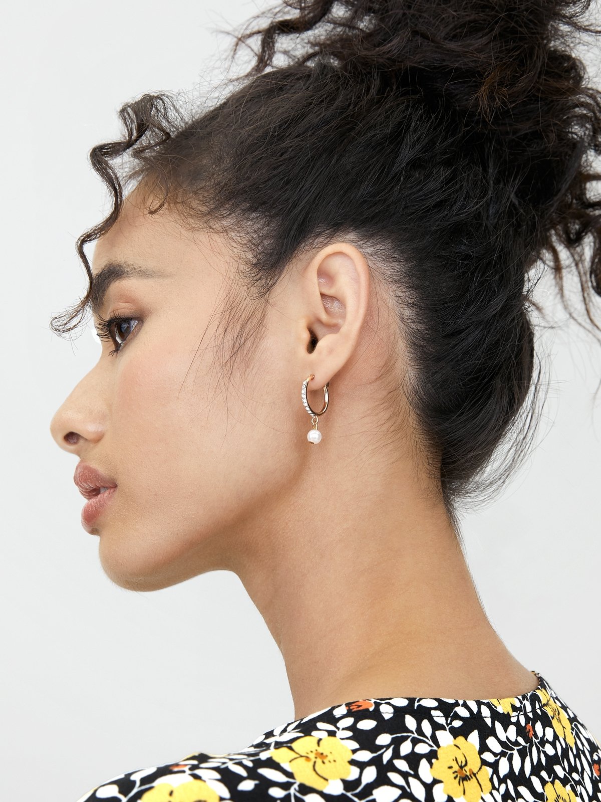 Gold drop hoop on sale earrings