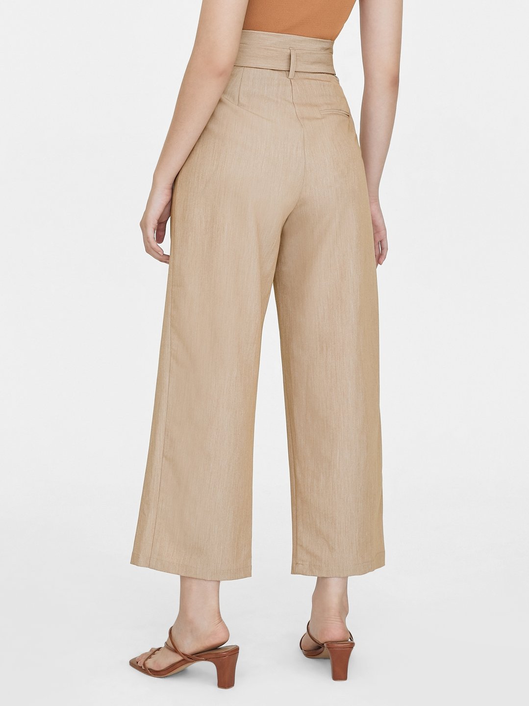 Belted Pants - Peach - Pomelo Fashion