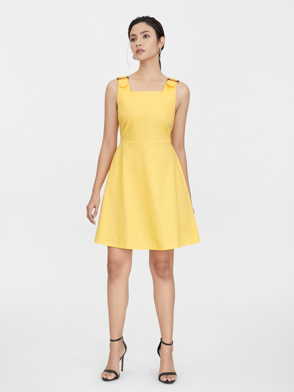 yellow flare dress
