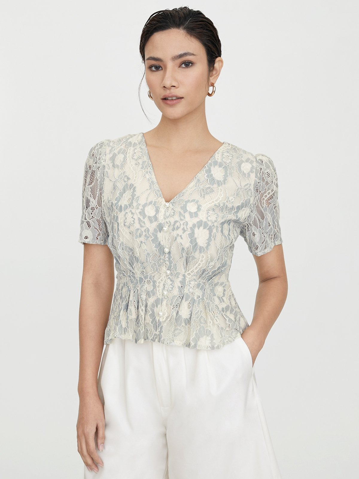 Peplum lace blouse hotsell