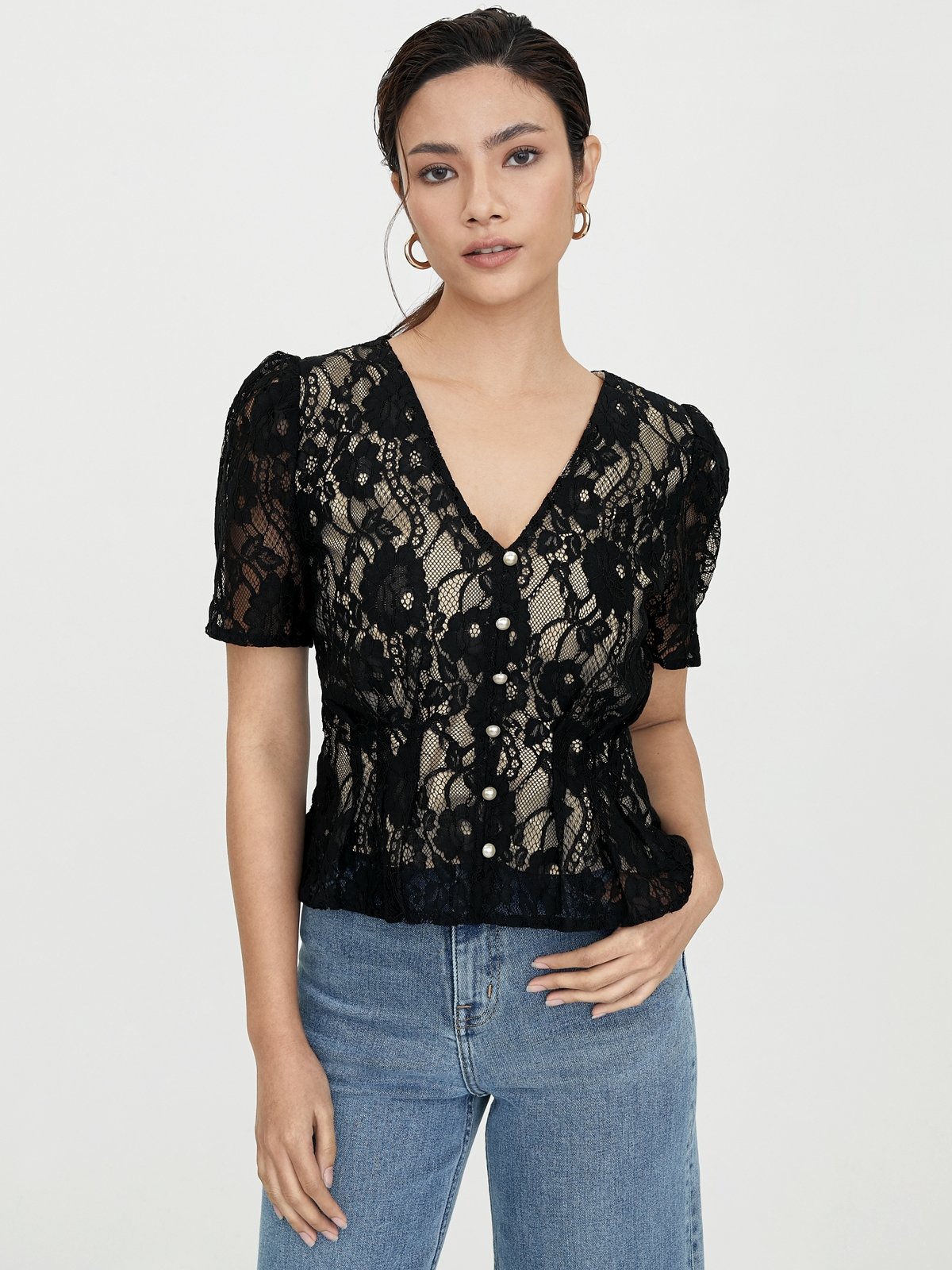 Peplum lace sale blouse