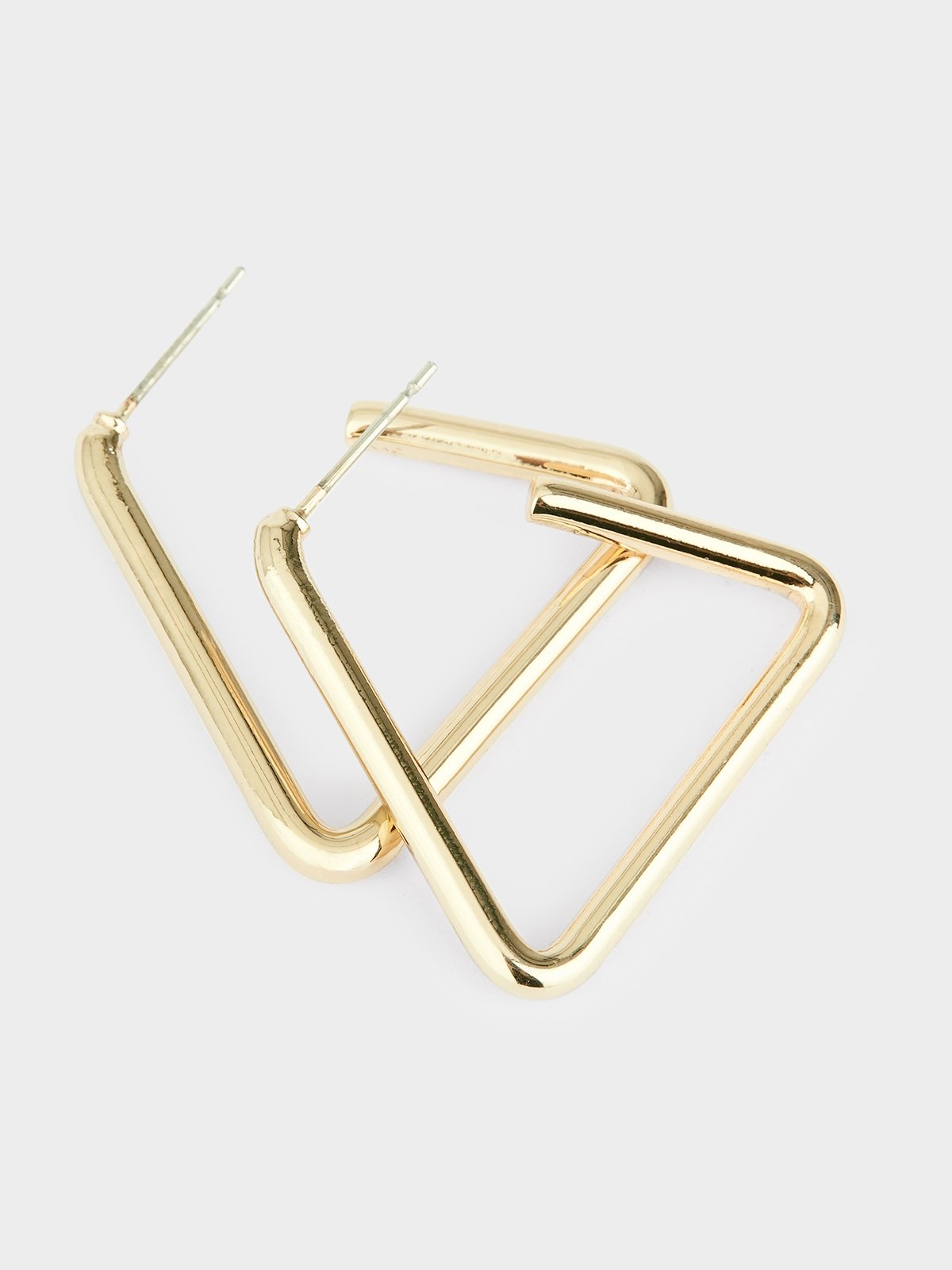 Gold triangle cheap hoop earrings