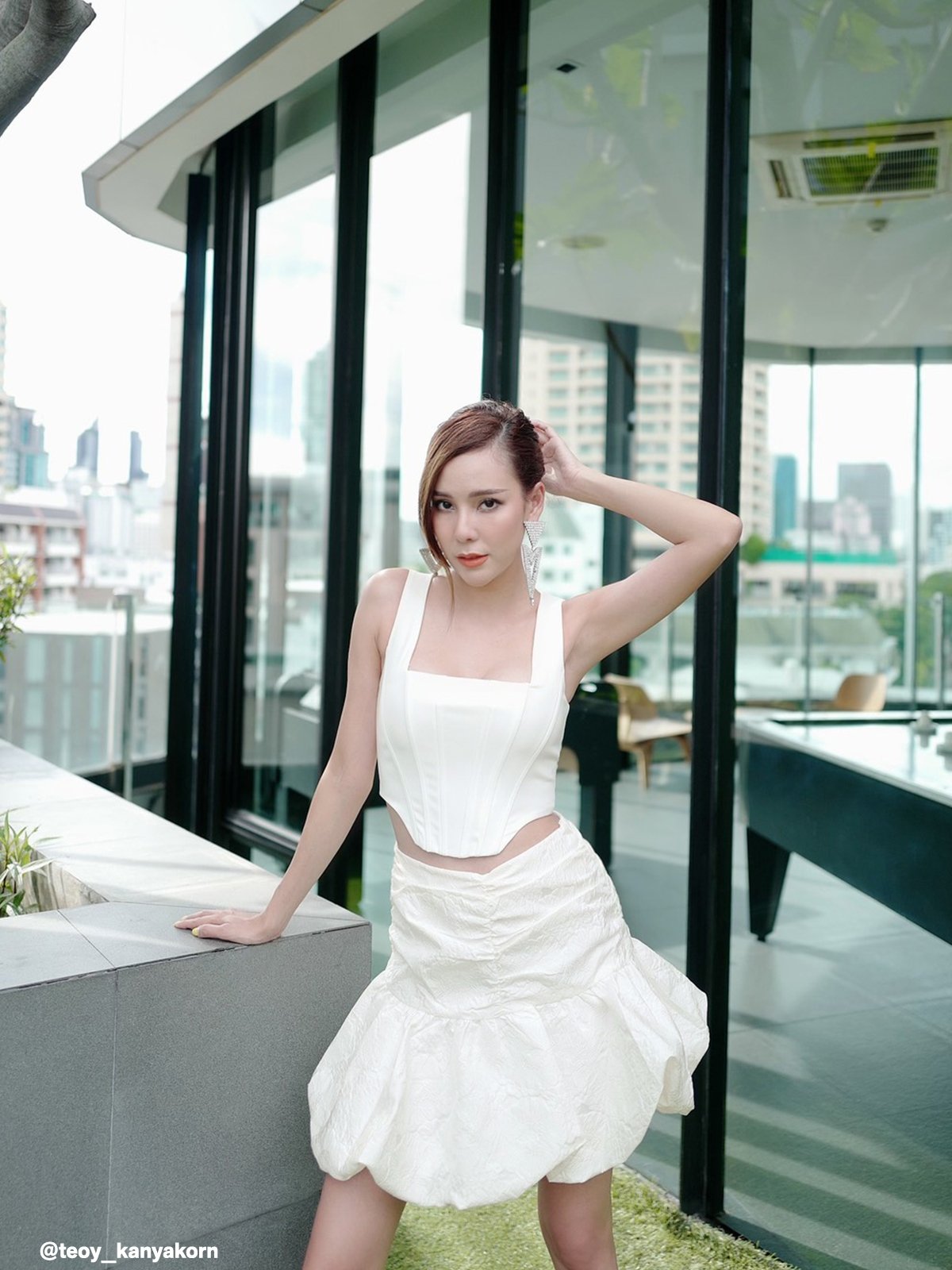 Mini Ruched Ruffle Skirt White Pomelo Fashion