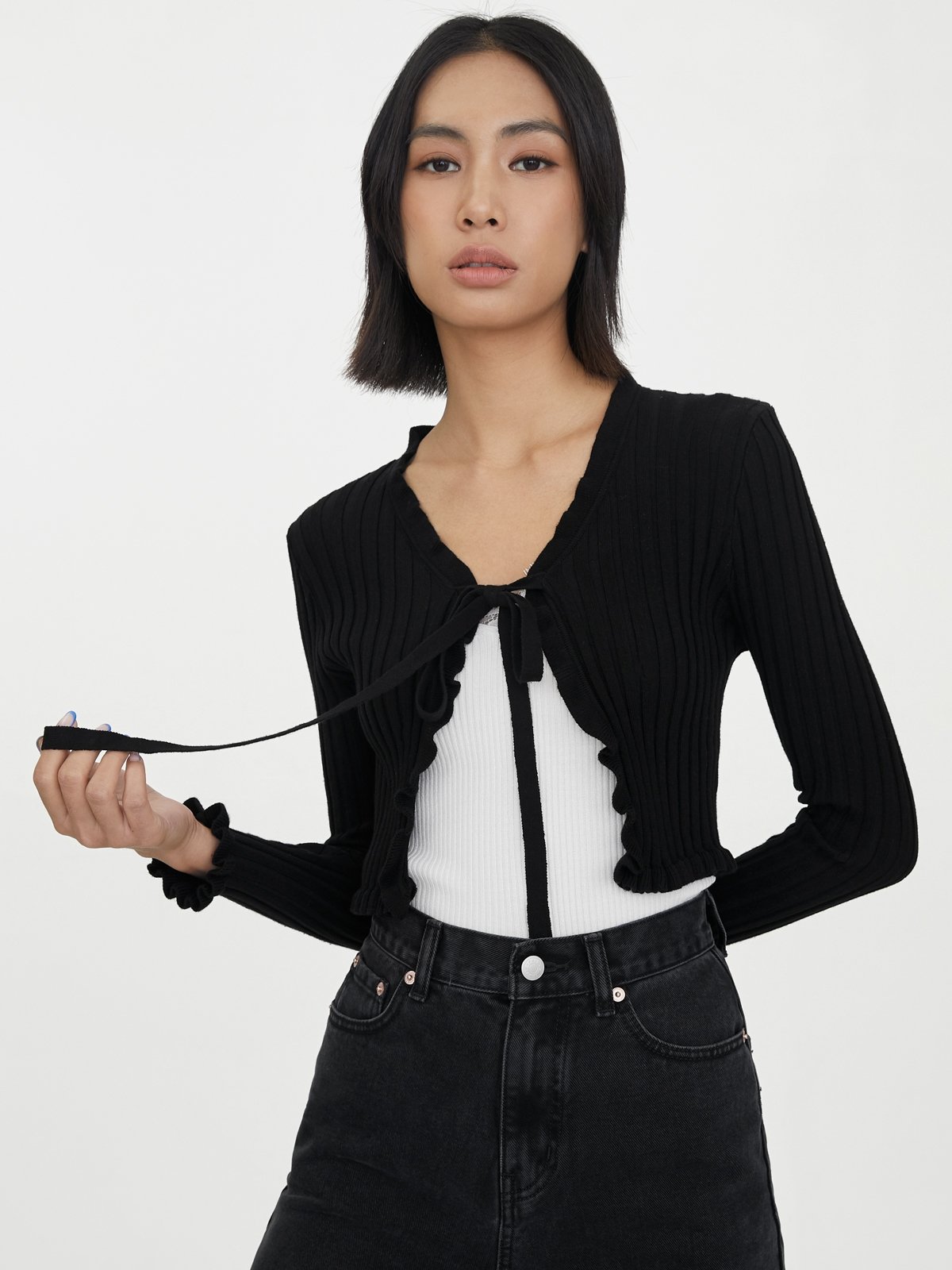 Front tie top cardigan