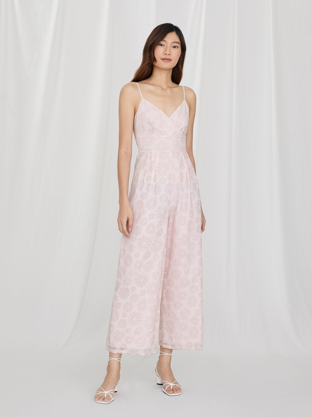 Purpose Surplice Neck Floral Jumpsuit Peach Pomelo Fashion