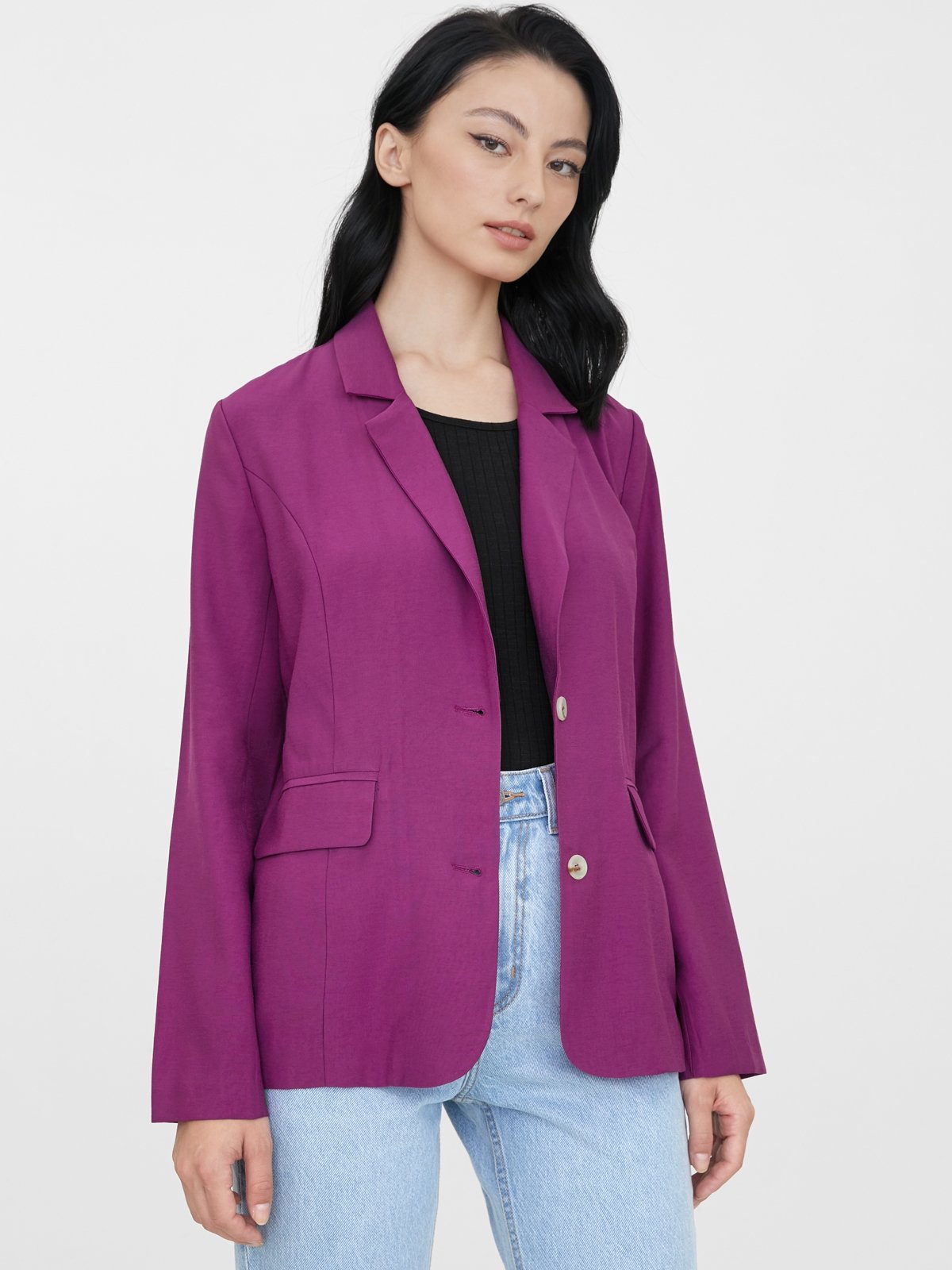 Twin Pocket Double Button Blazer Purple