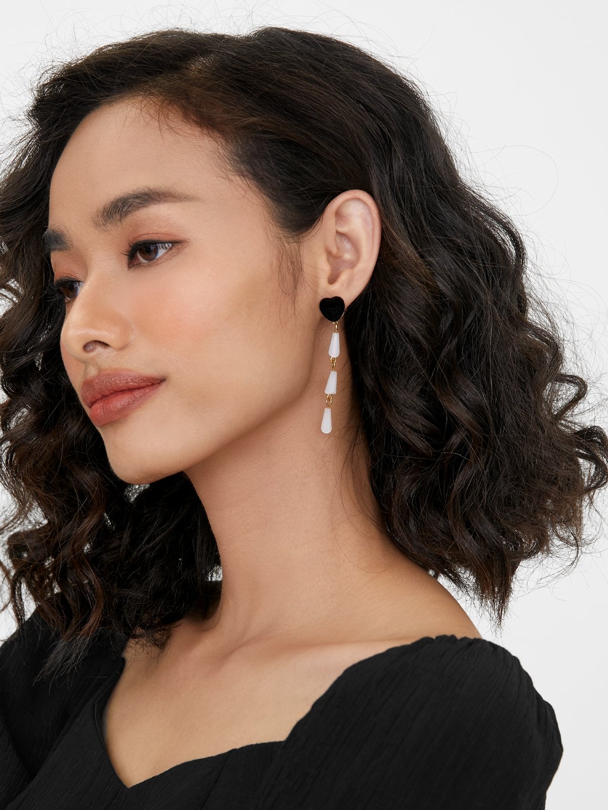 Black top tops earrings