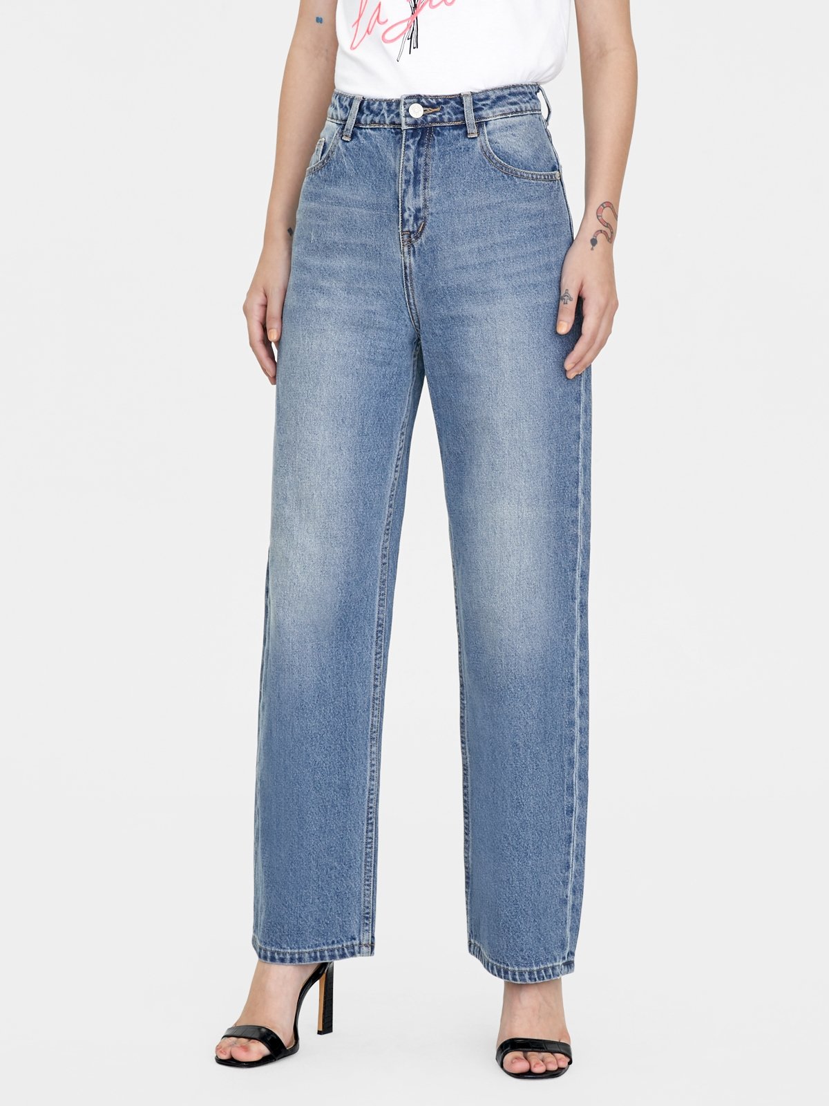 High Rise Wide Leg Denims Blue Pomelo Fashion High Rise Wide Leg Denims Blue Pomelo Fashion