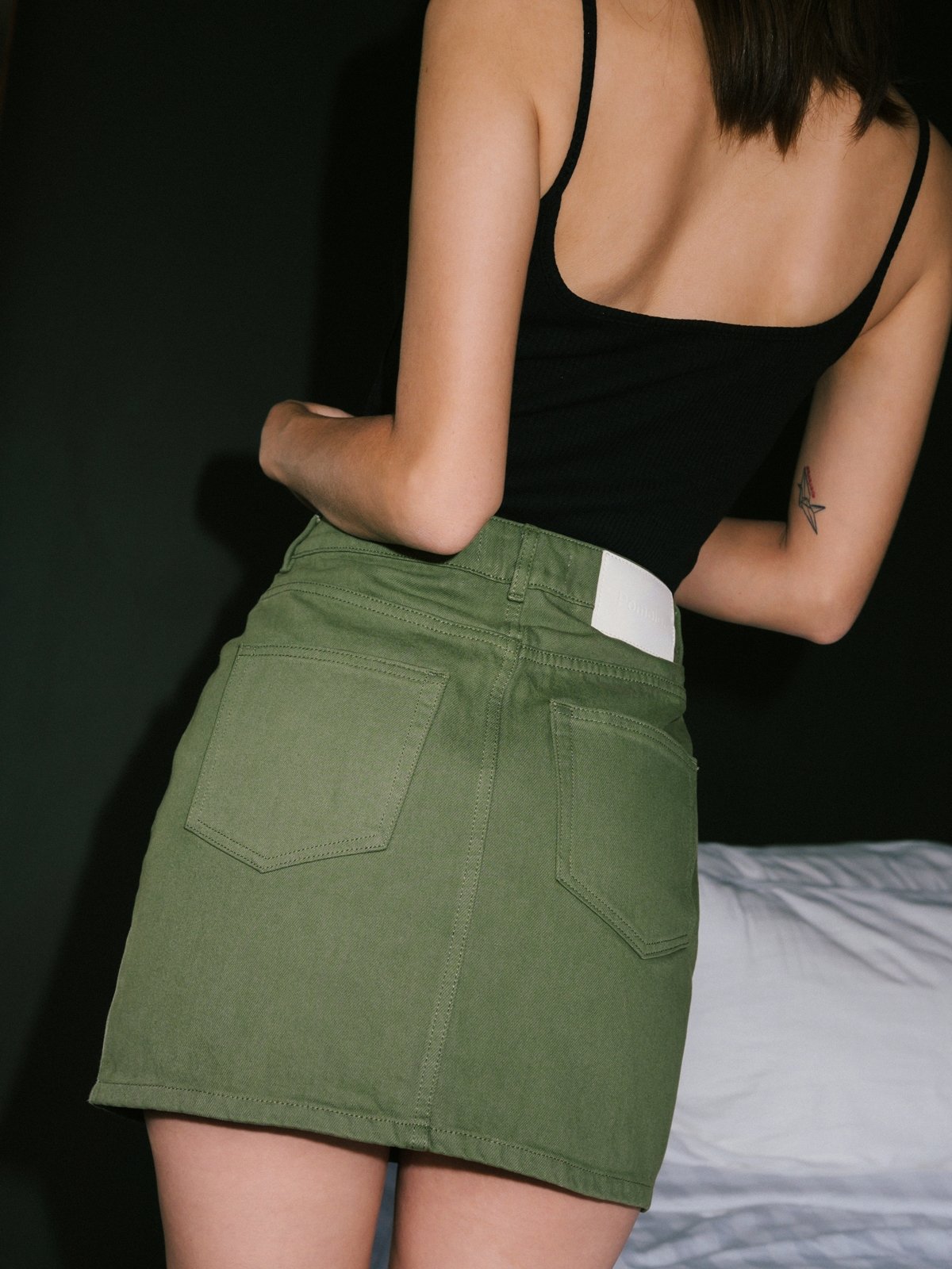 Dark green cheap denim skirt