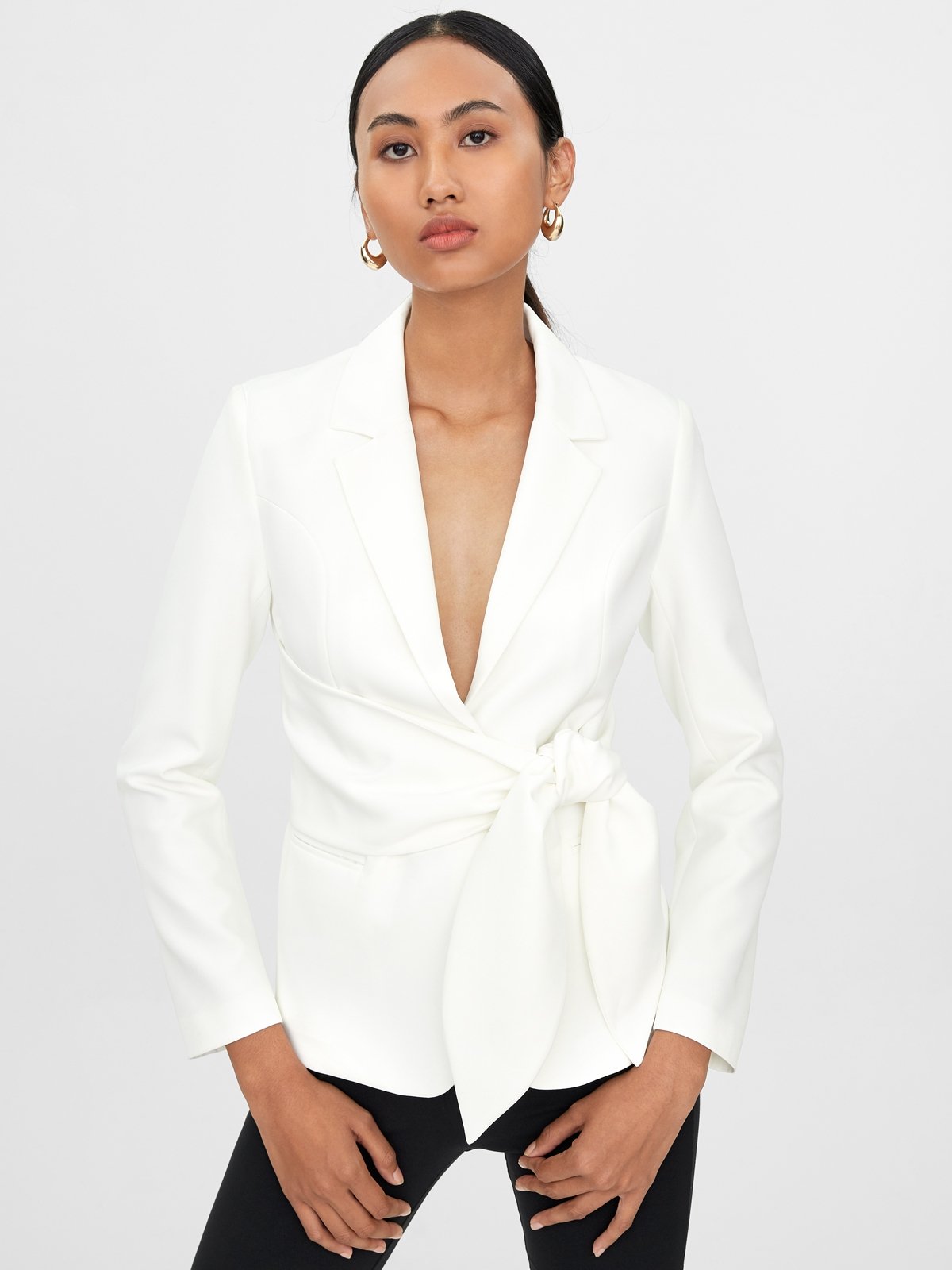 Tie Waist Blazer Off White
