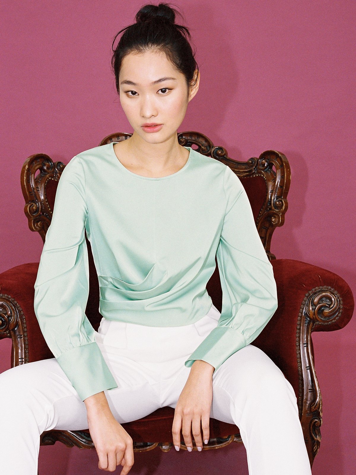 Mint green clearance blouse zara