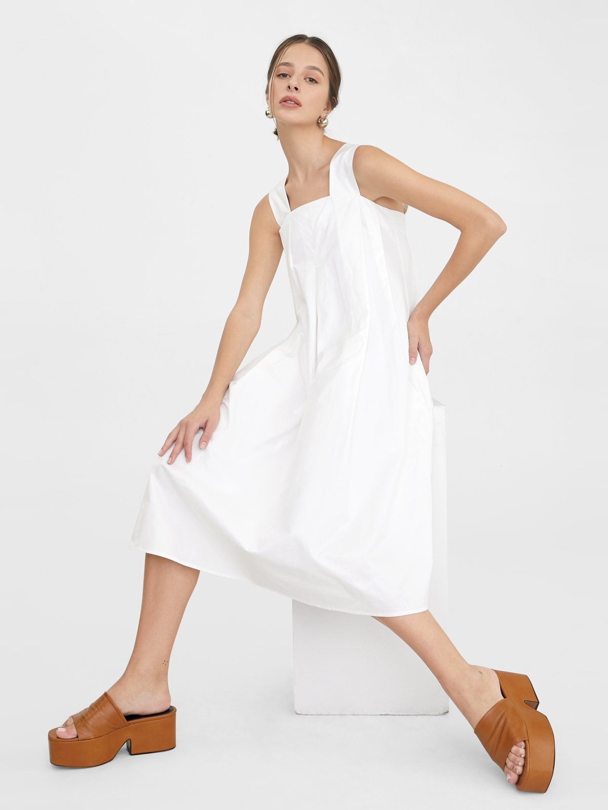 White linen flowy dress sale