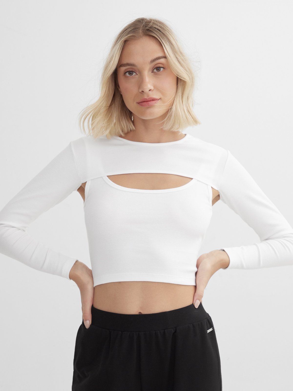 Sustainable Cropped Two Piece Top White Pomelo Fashion