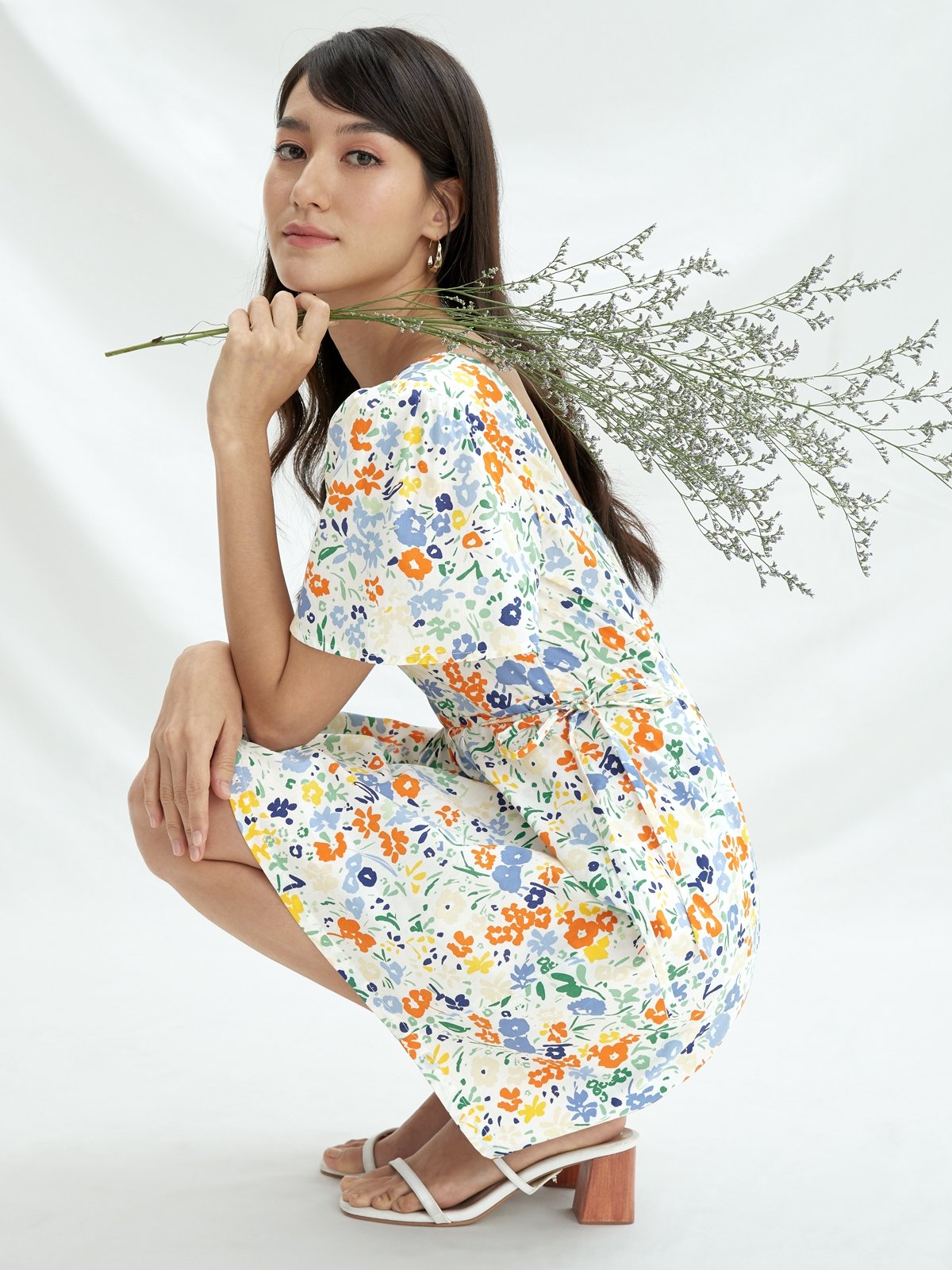 Sustainable Cotton Floral Babydoll Dress Print Pomelo Fashion