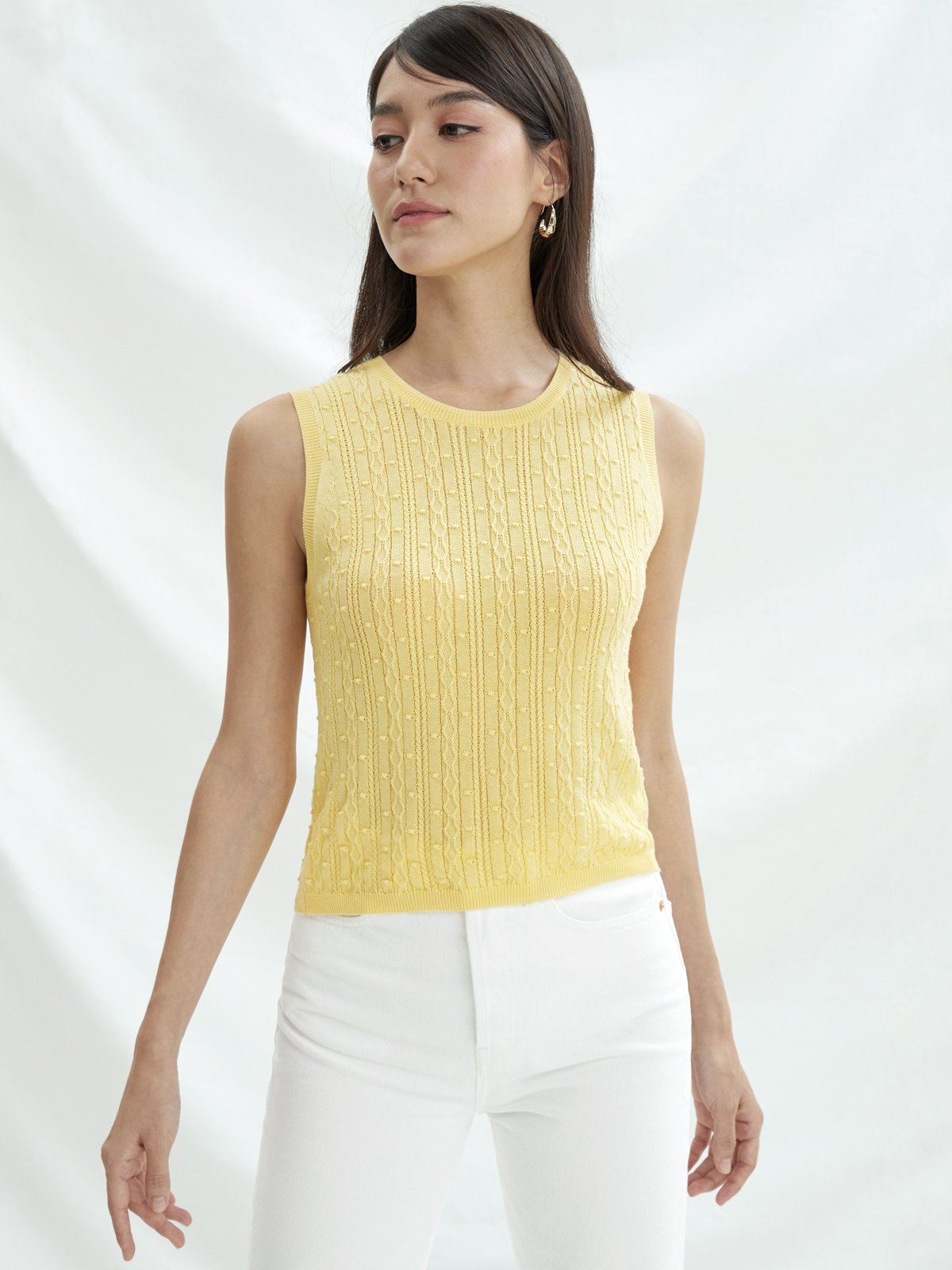 Sustainable Cotton Knit Tank Yellow Pomelo Fashion