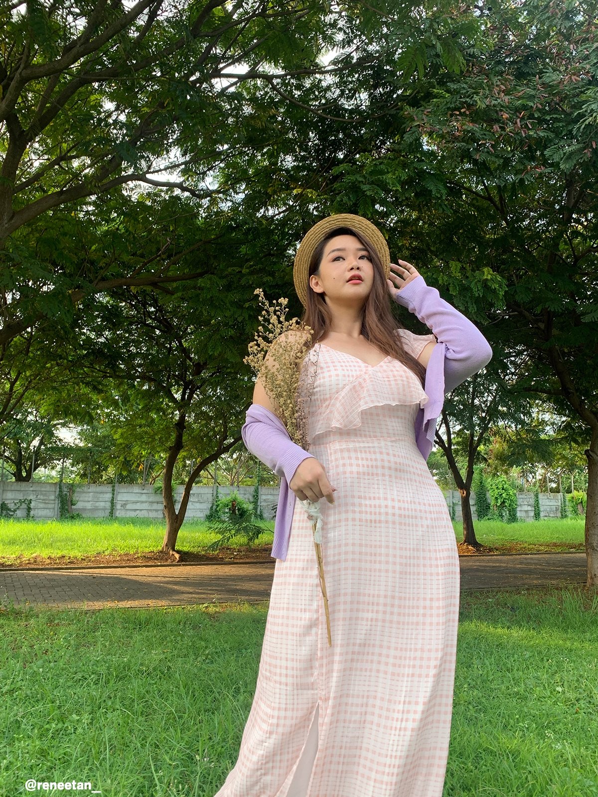 Gingham Check Bubble Sleeve Ruffled Maxi Dress
