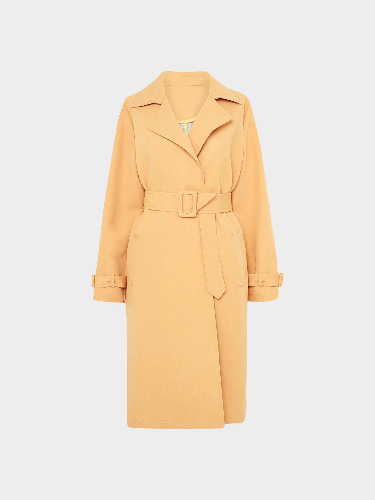 Belted Trench Coat - Peach - Pomelo Fashion