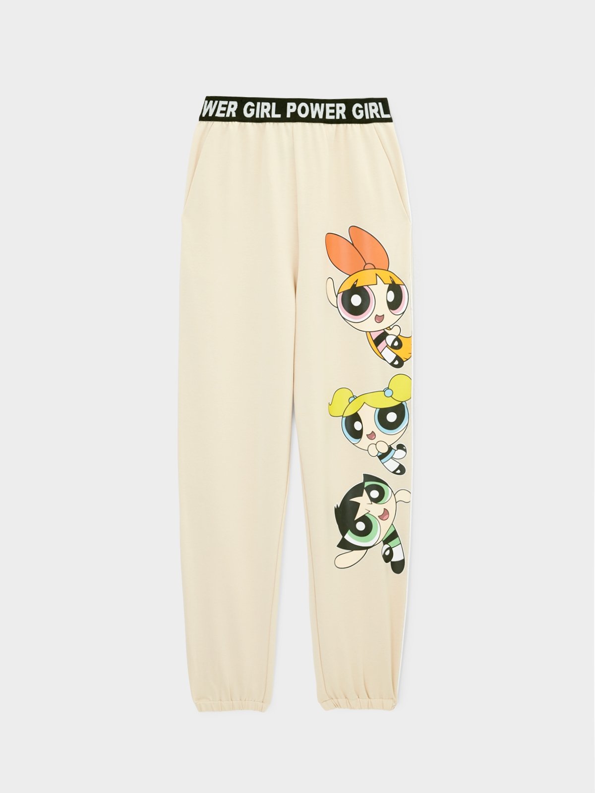 The Powerpuff Girls High Waist Sweatpants Beige Pomelo Fashion