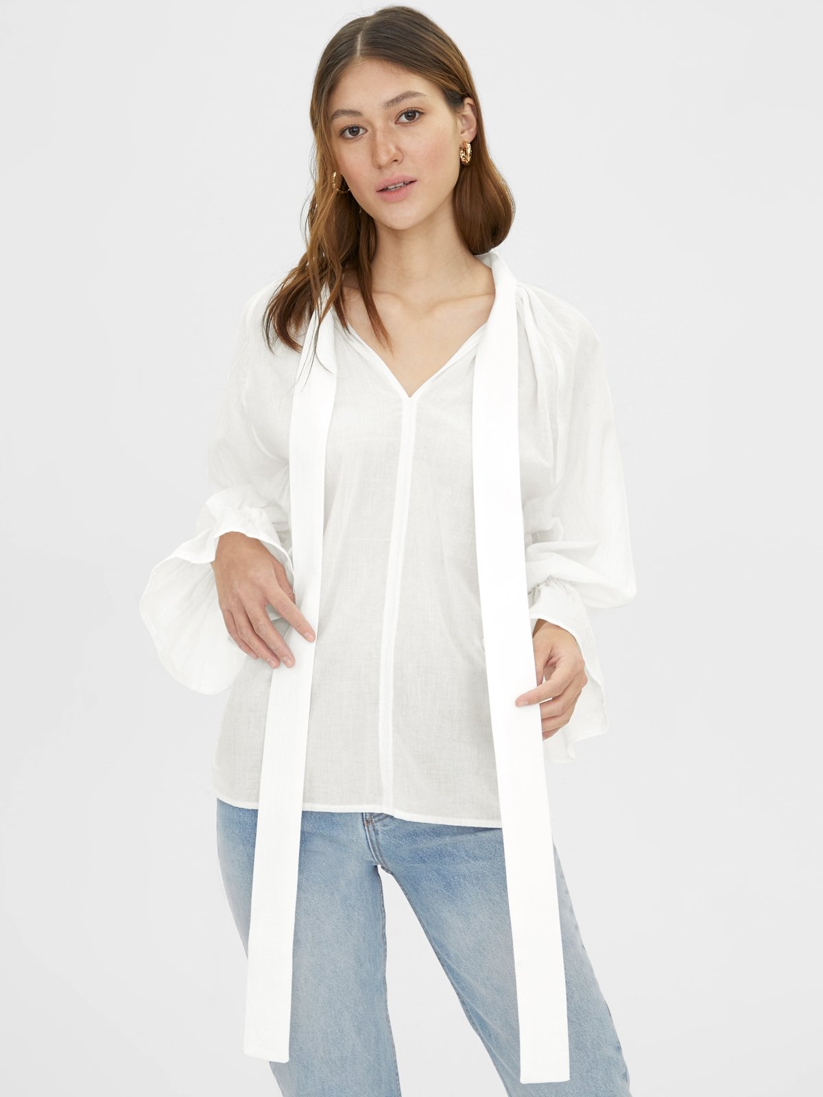 Merriam Blouse - White - Pomelo Fashion