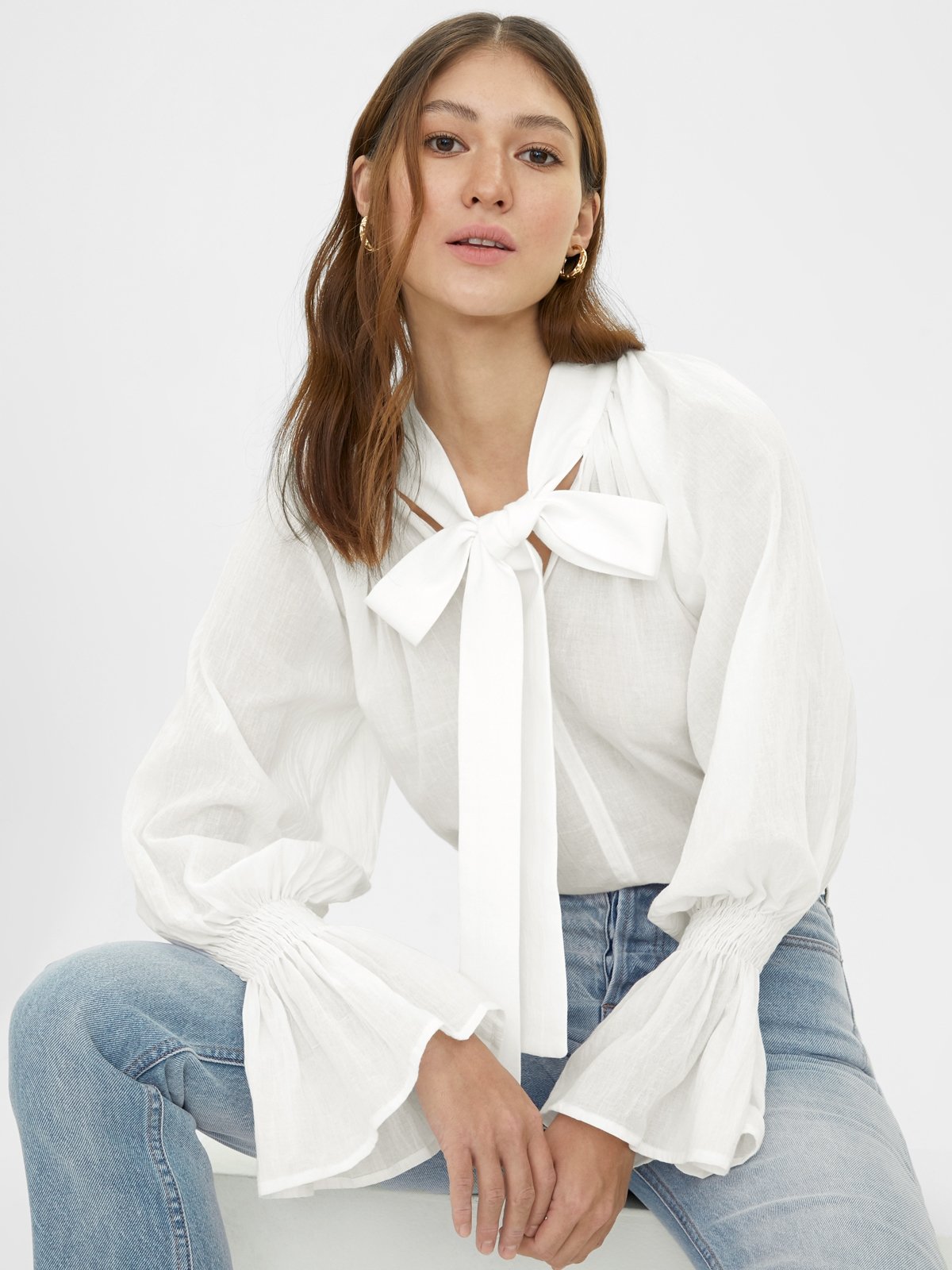 Merriam Blouse - White - Pomelo Fashion