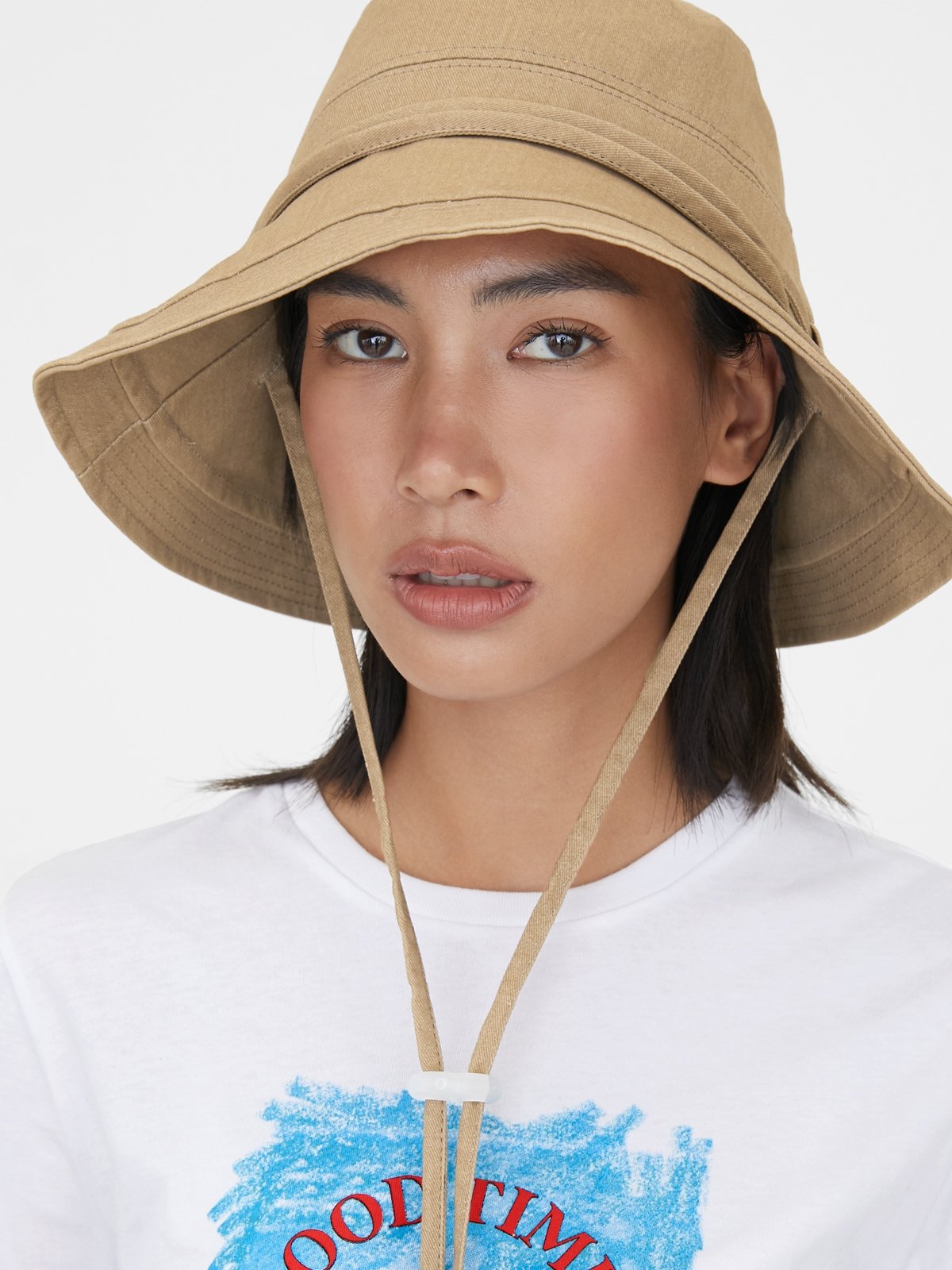 Adjustable Drawcord Bucket Hat - Brown - Pomelo Fashion
