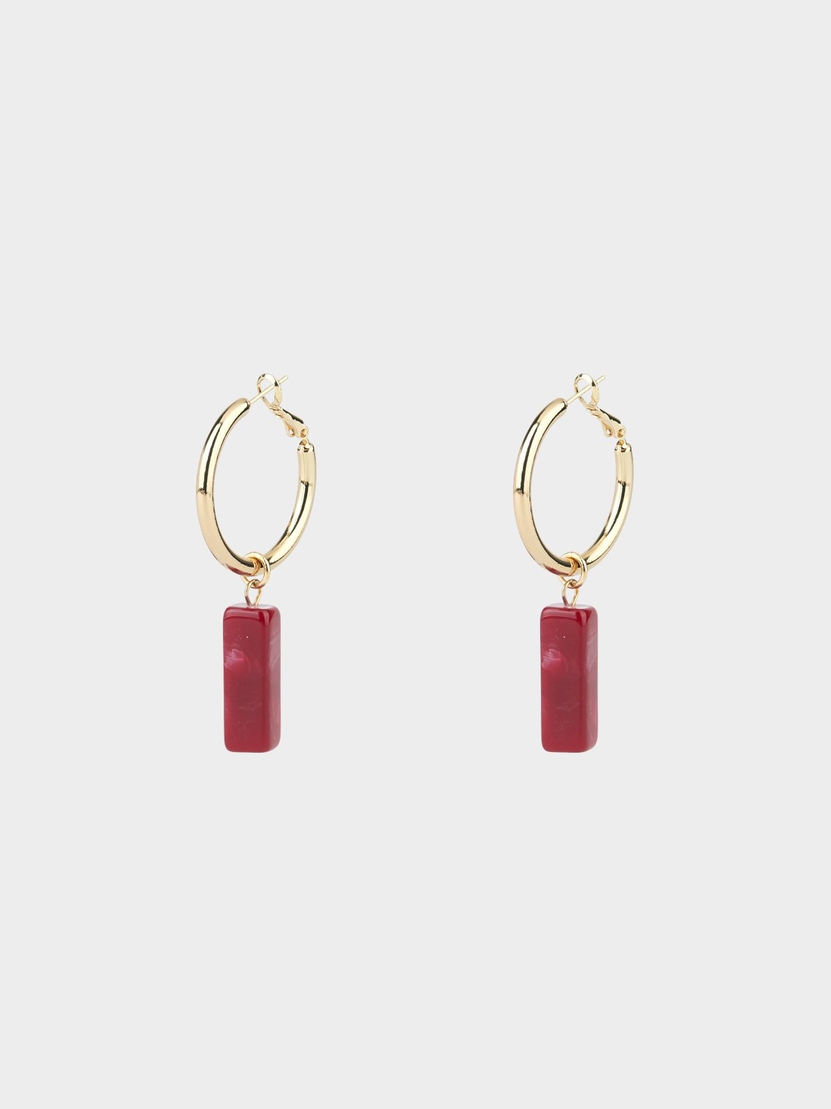 Rectangle Gemstone Drop Hoop Earrings Gold Pomelo Fashion