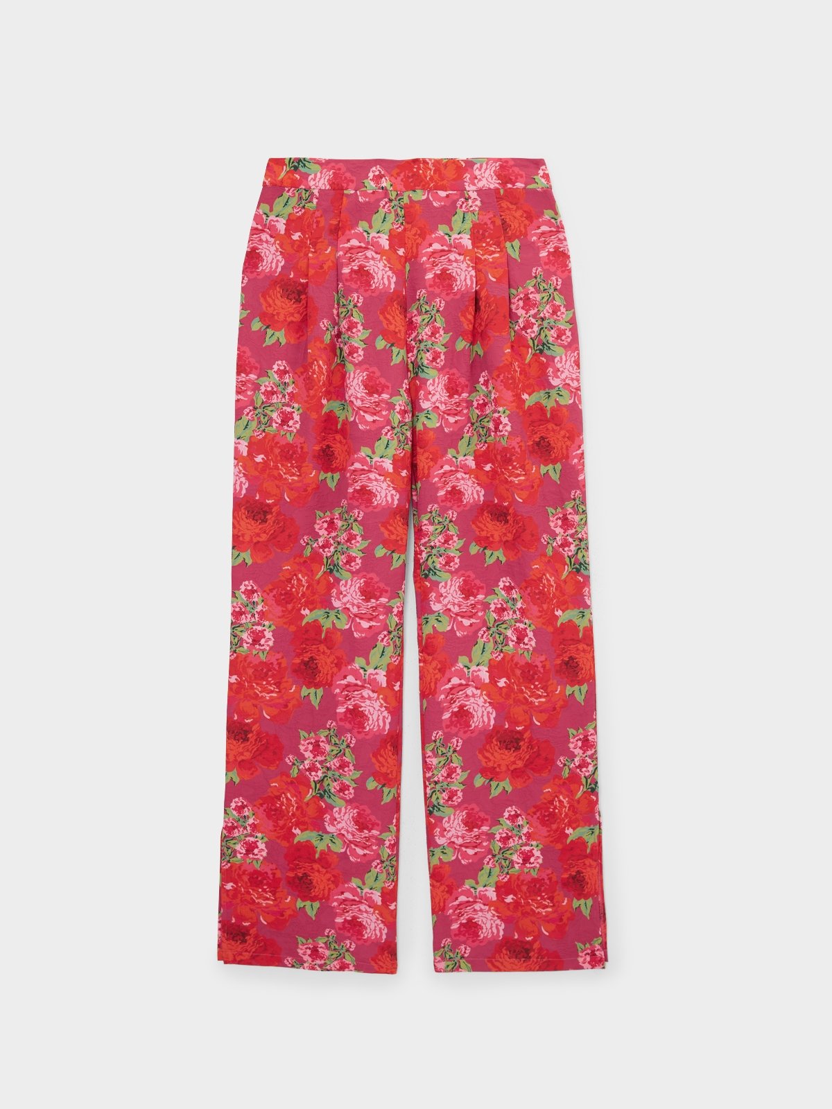 High Waisted Flower Print Pants Magenta Pomelo Fashion