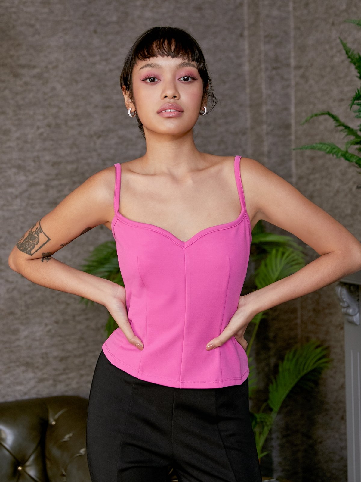 Corset Style Tank Top Pink Pomelo Fashion