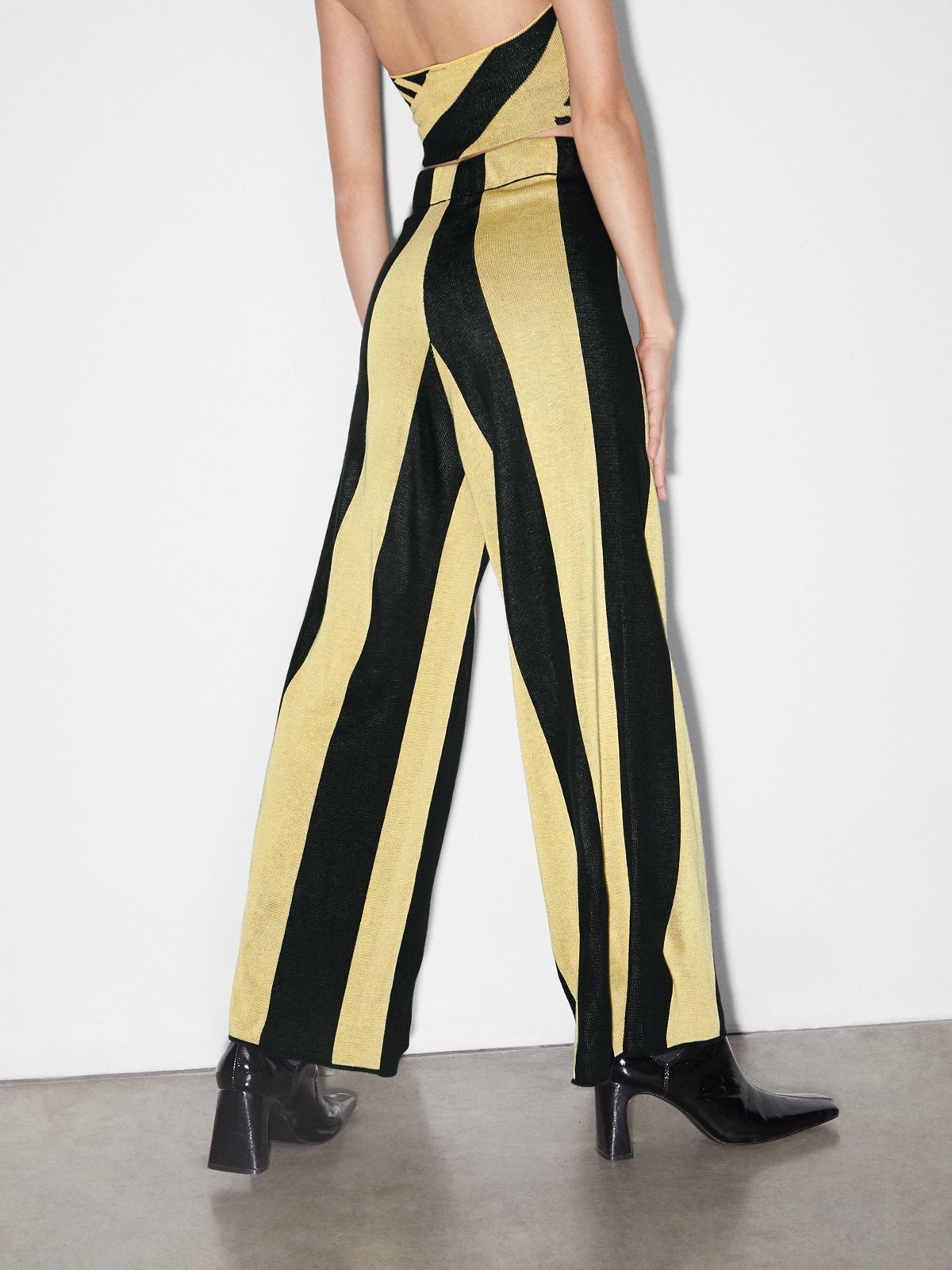 Striped Knit Pants Yellow Black Pomelo Fashion