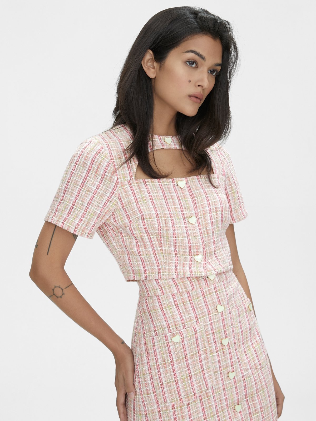 Pink cut out crop top hotsell