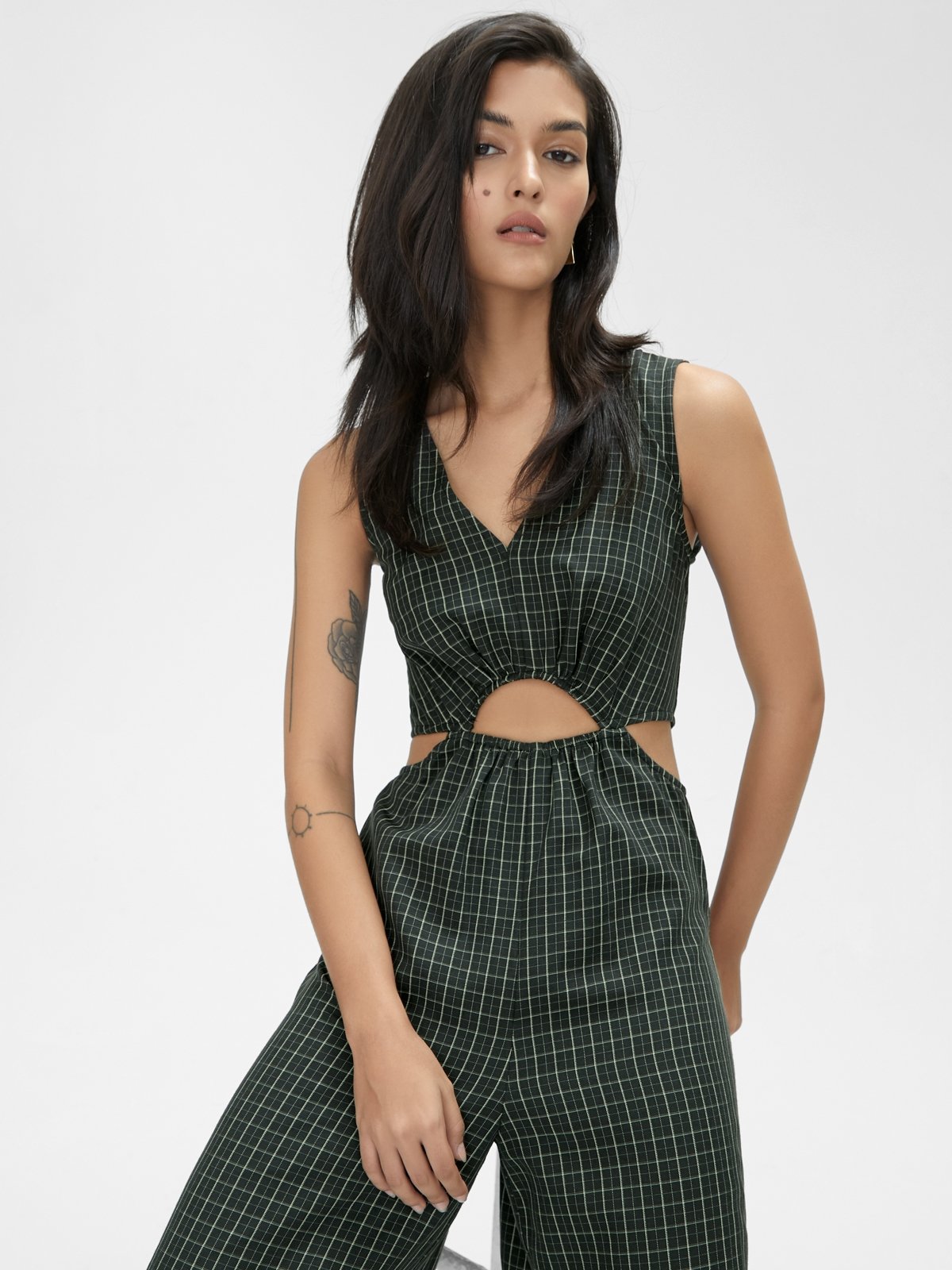 Plaid hotsell jumpsuit skirt