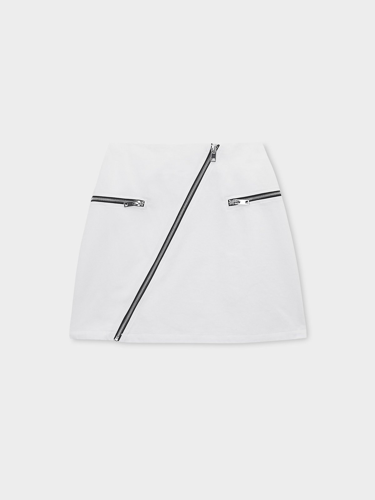 Asymmetric Zipper Mini Skirt White Pomelo Fashion