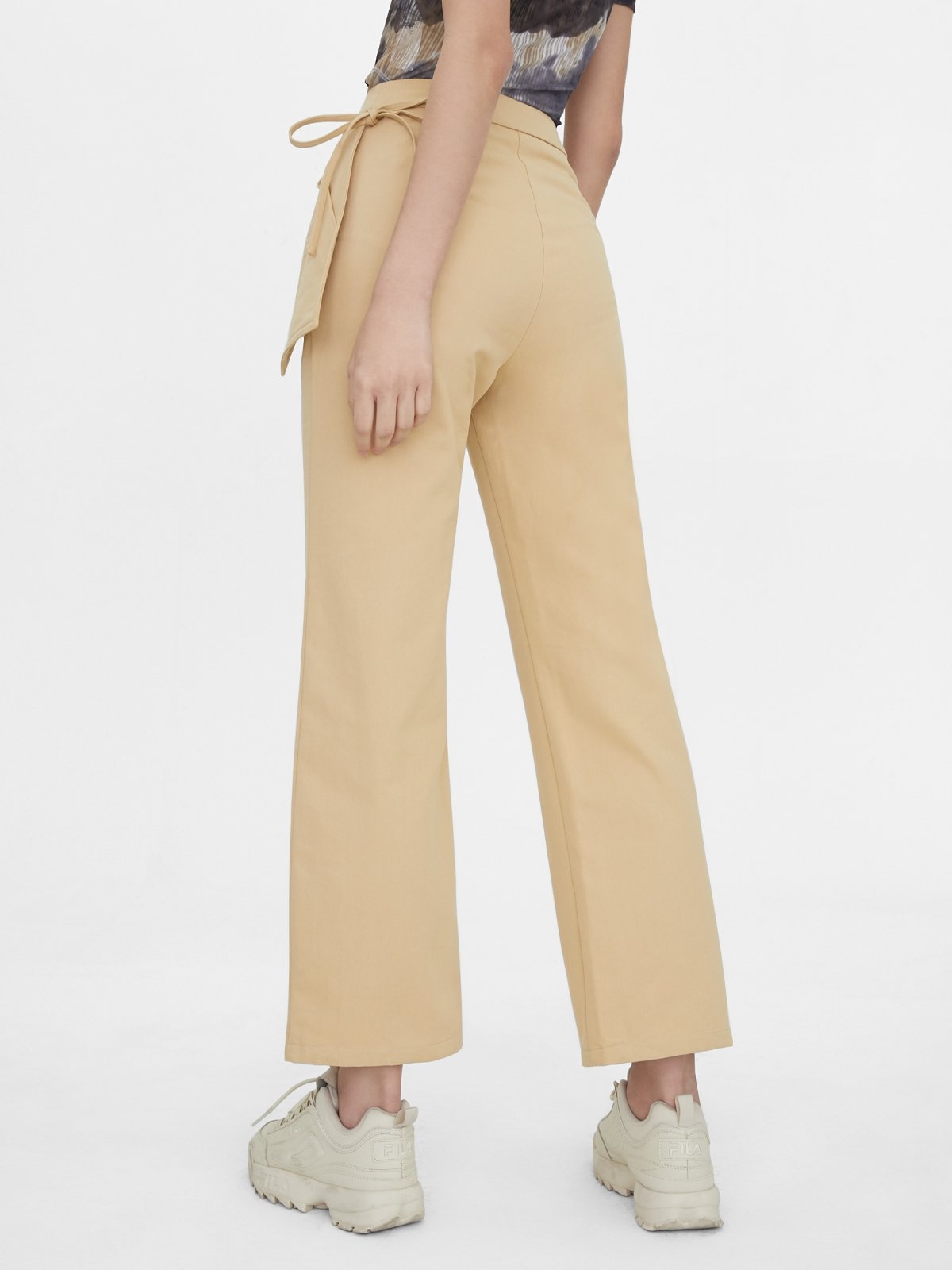 High Waist Side Pocket Pants - Beige 