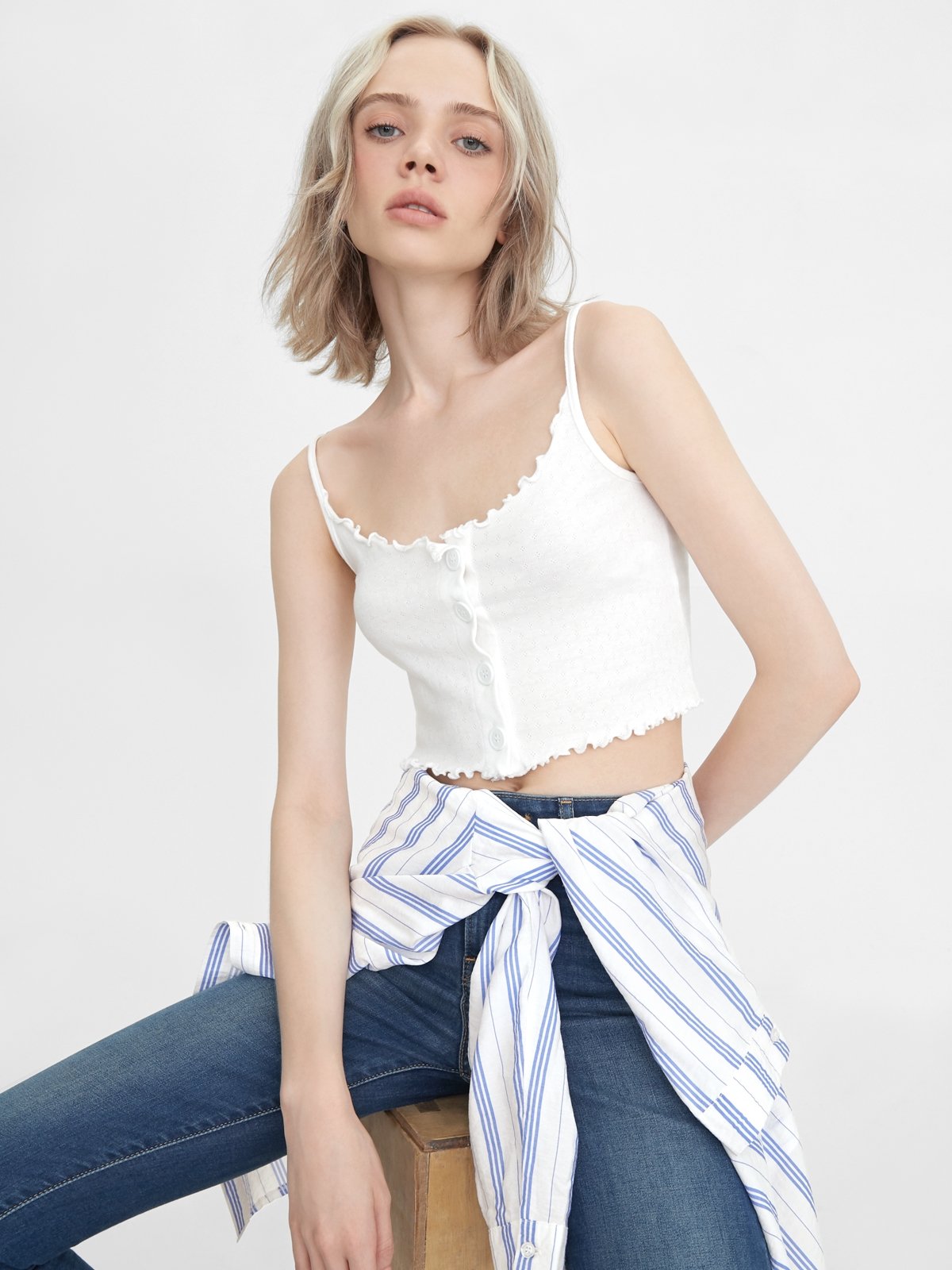 White frill sale cami top