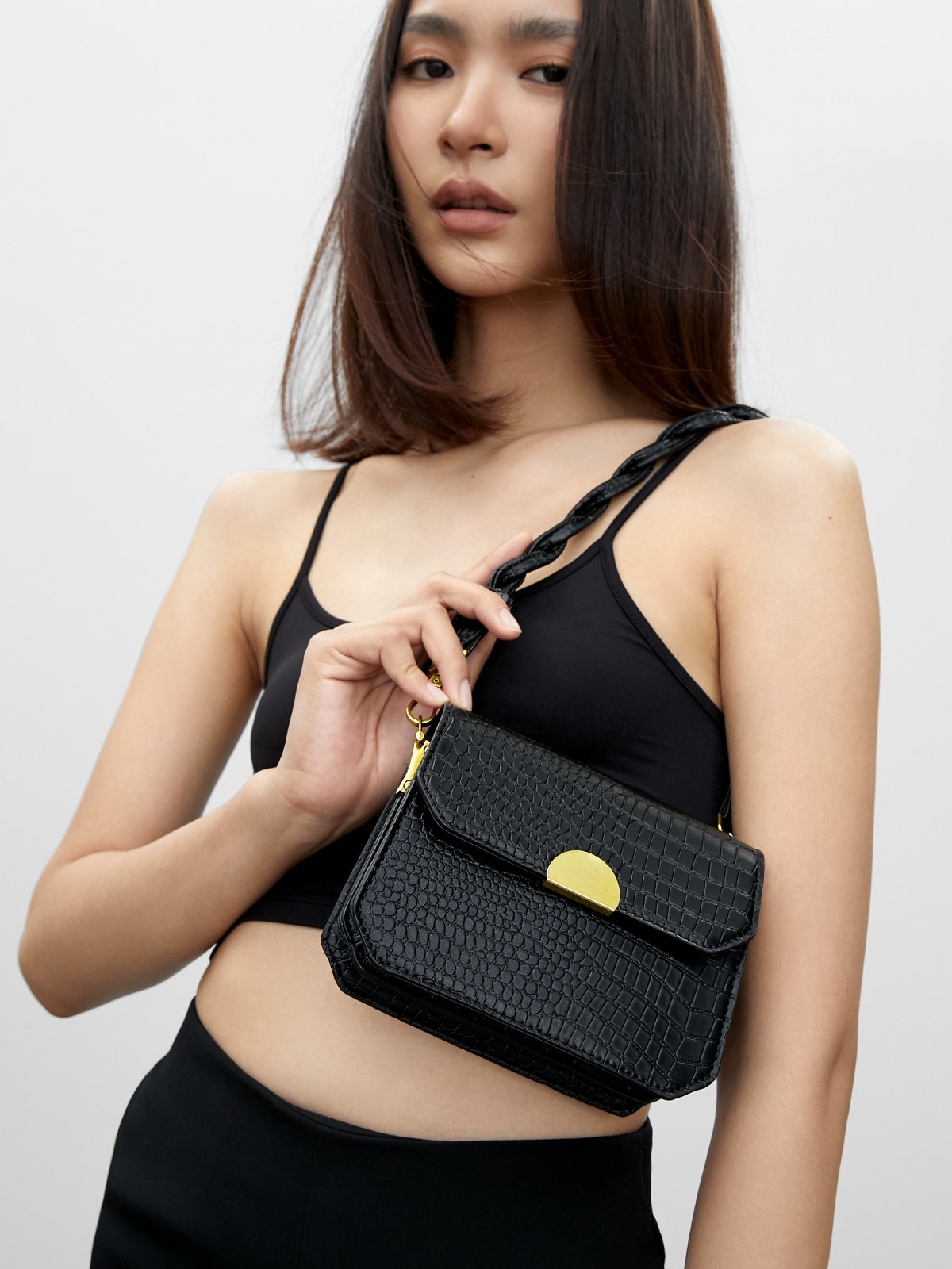 Braided front flap discount bag