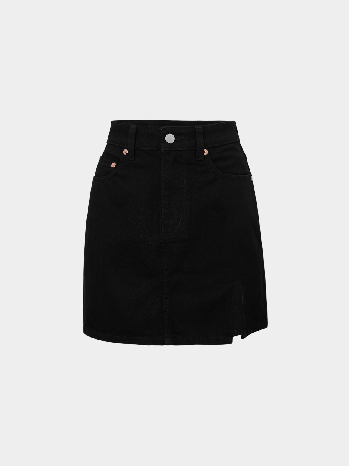 Sustainable Side Slit Denim Skirt Black Pomelo Fashion