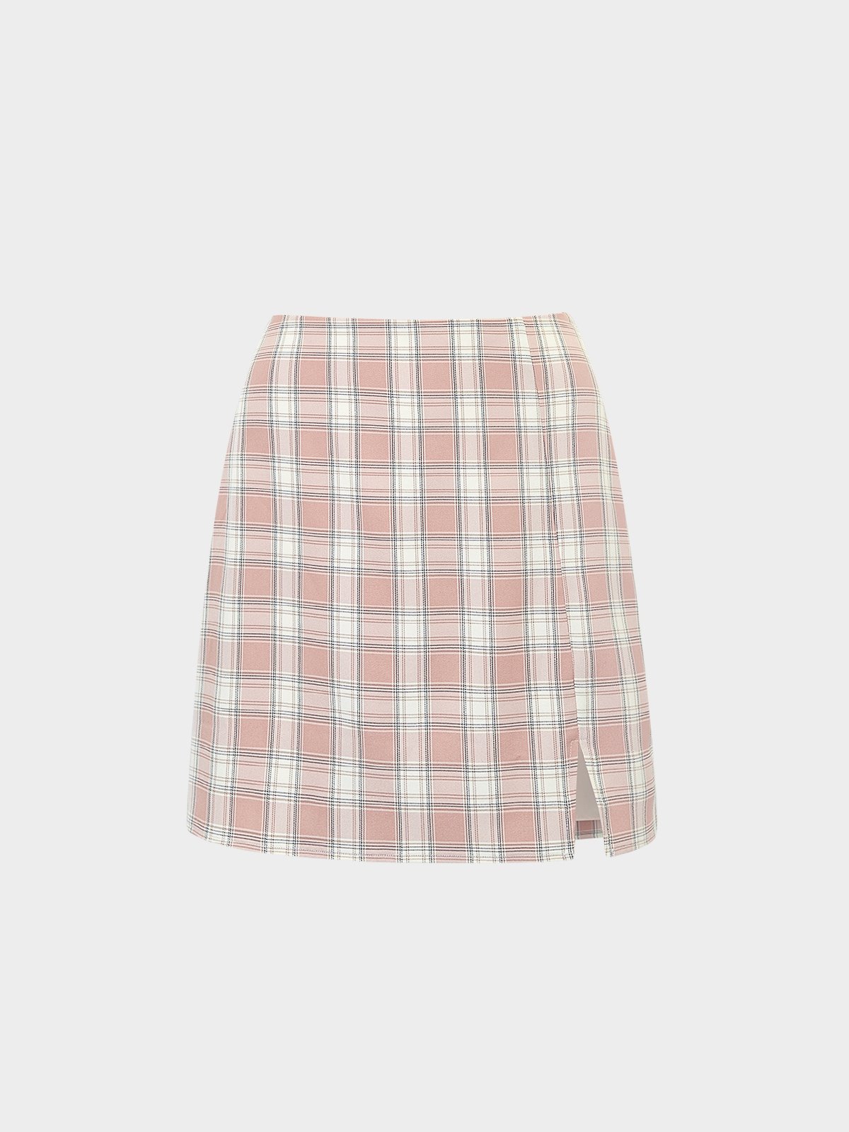 Grey and online pink plaid skirt