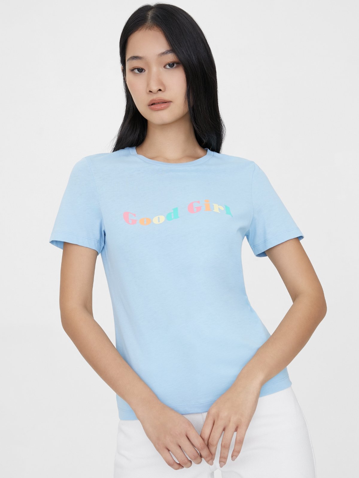 Sustainable Good Girl Graphic Tee Light Blue