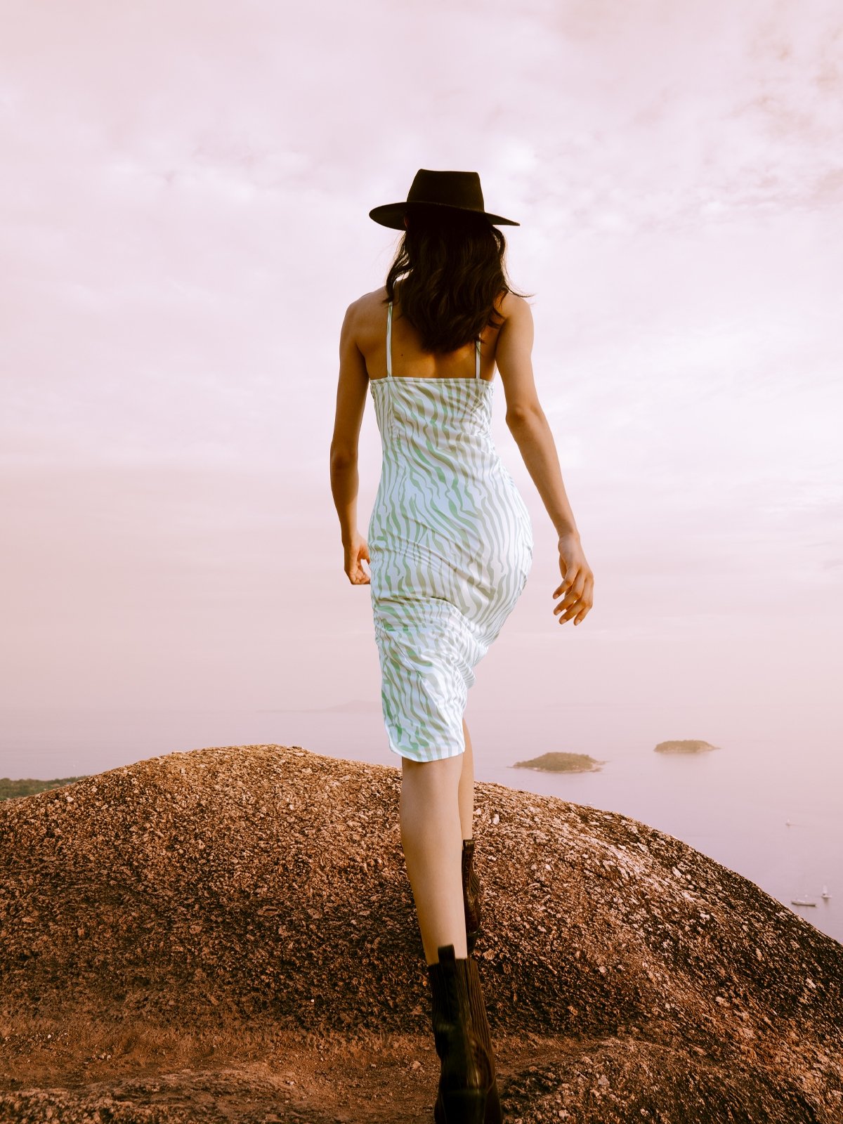 Sustainable Abstract Print Dress Green Pomelo Fashion