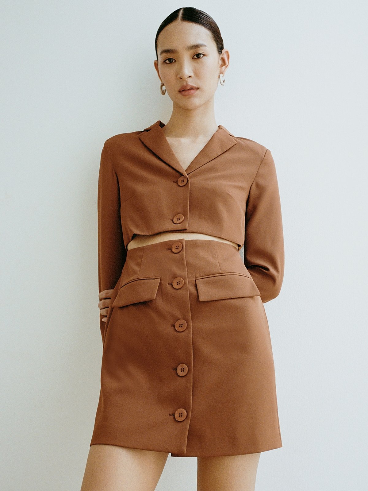Sweet Talk Midi Shirt Dress in Brown Print main image 1